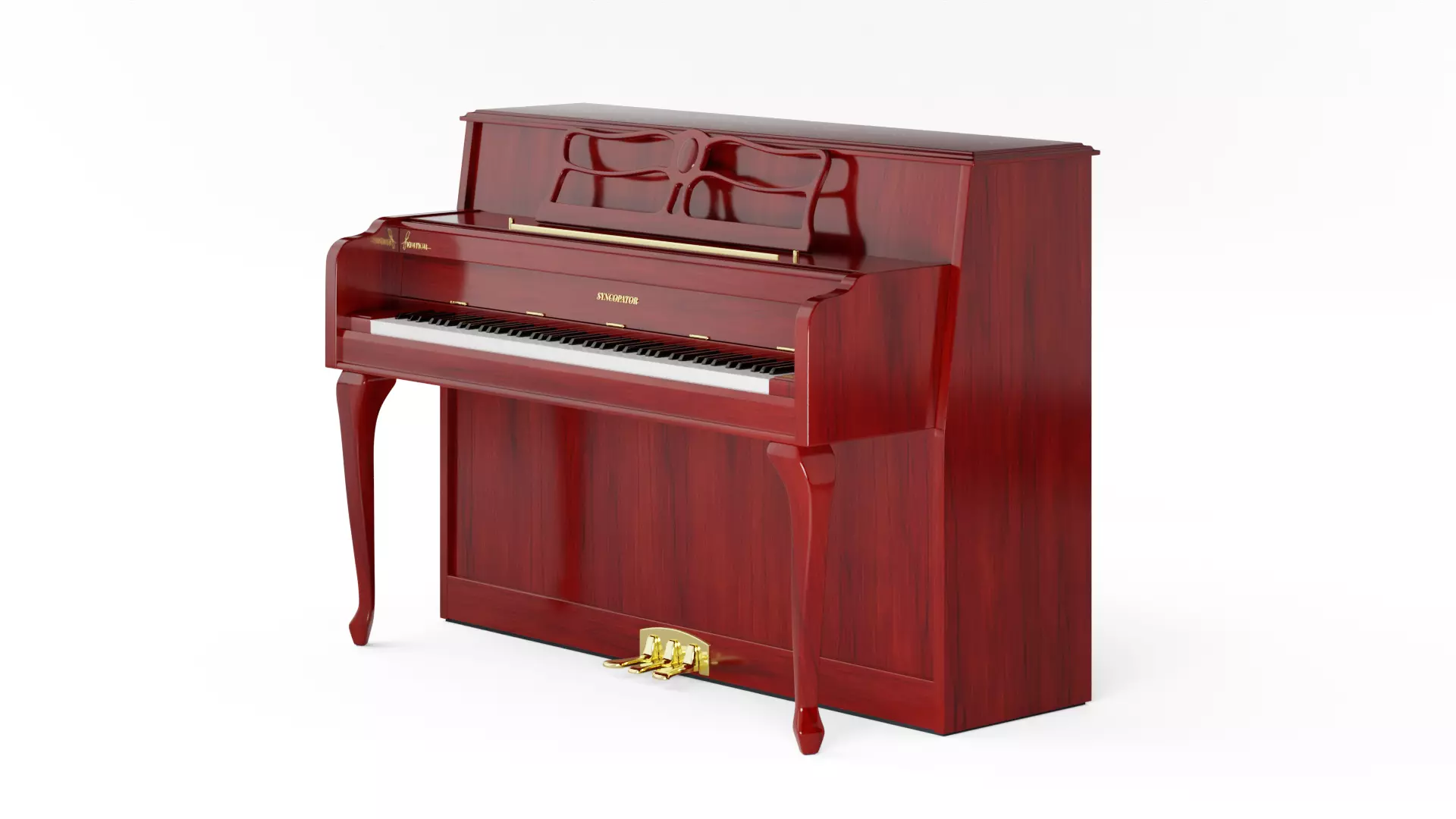Upright Piano Low-poly 3D model_3