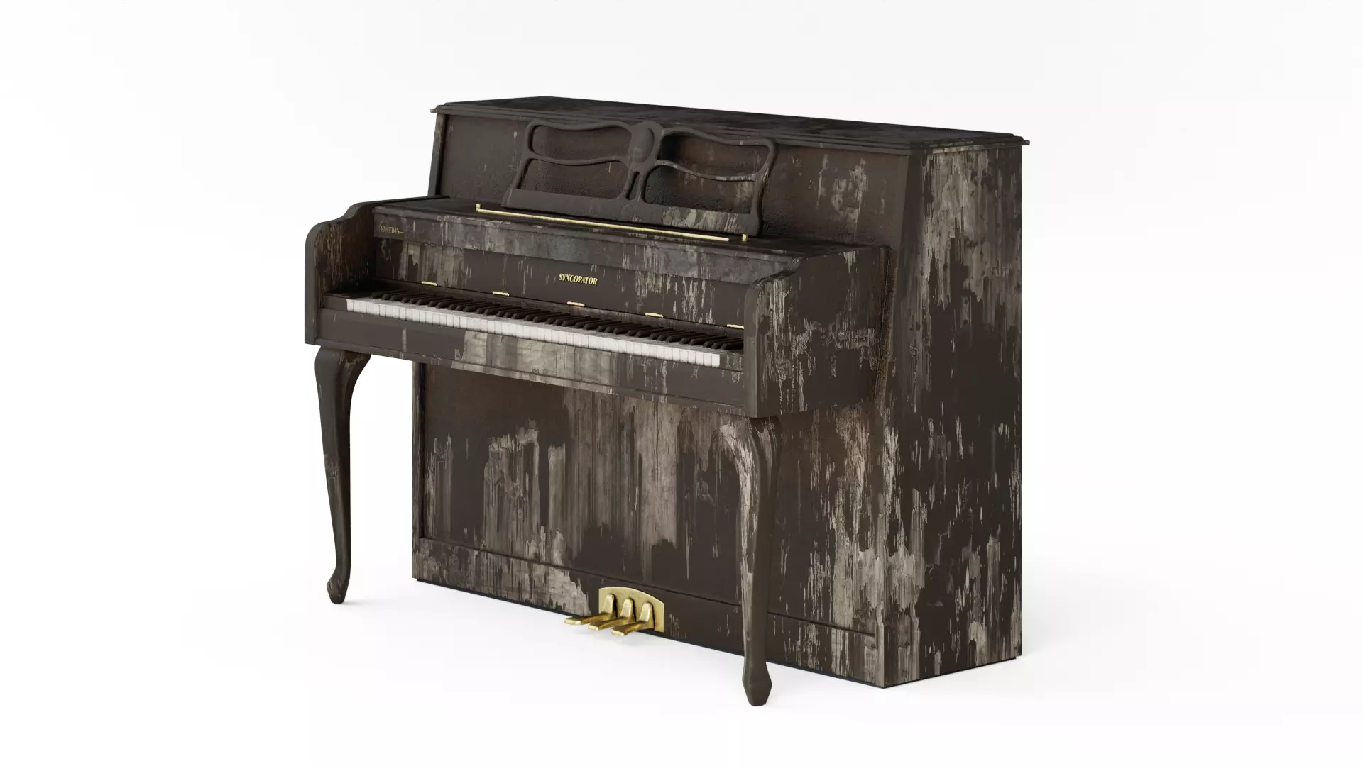 Upright Piano Low-poly 3D model_12