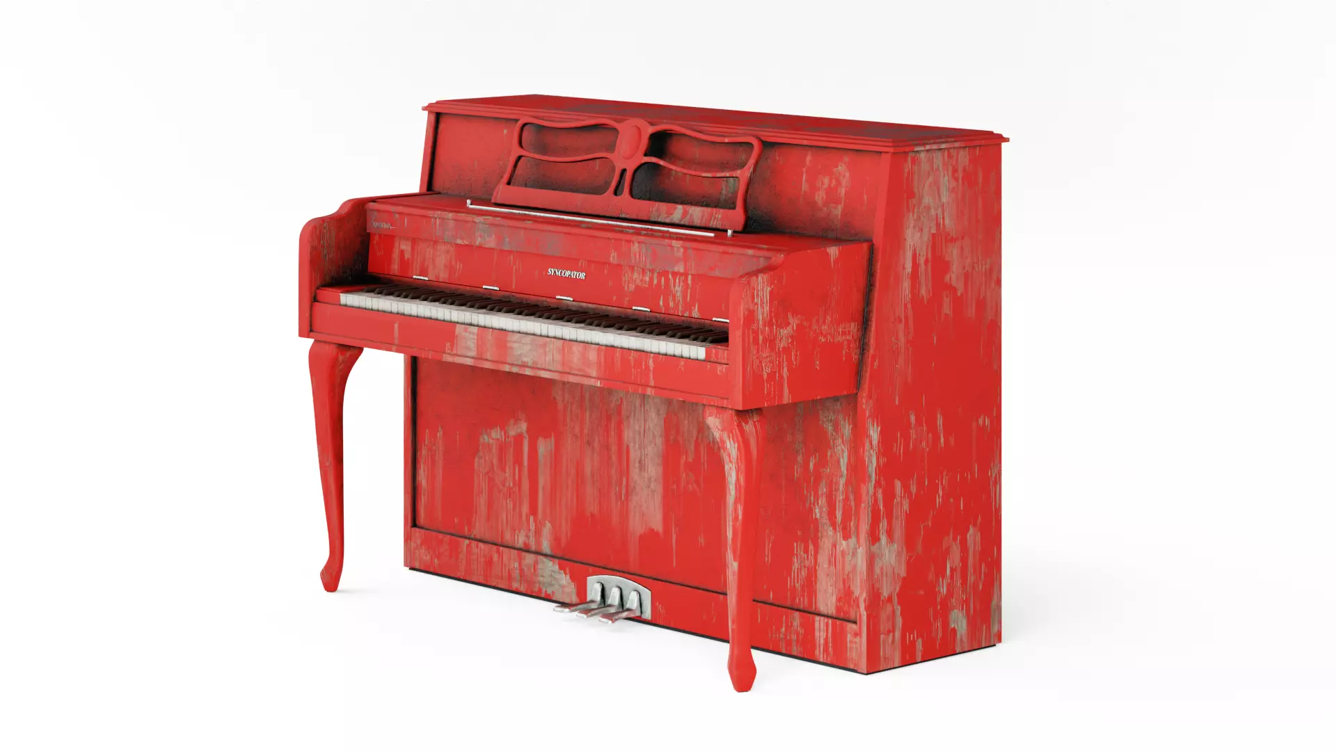 Upright Piano Low-poly 3D model_19