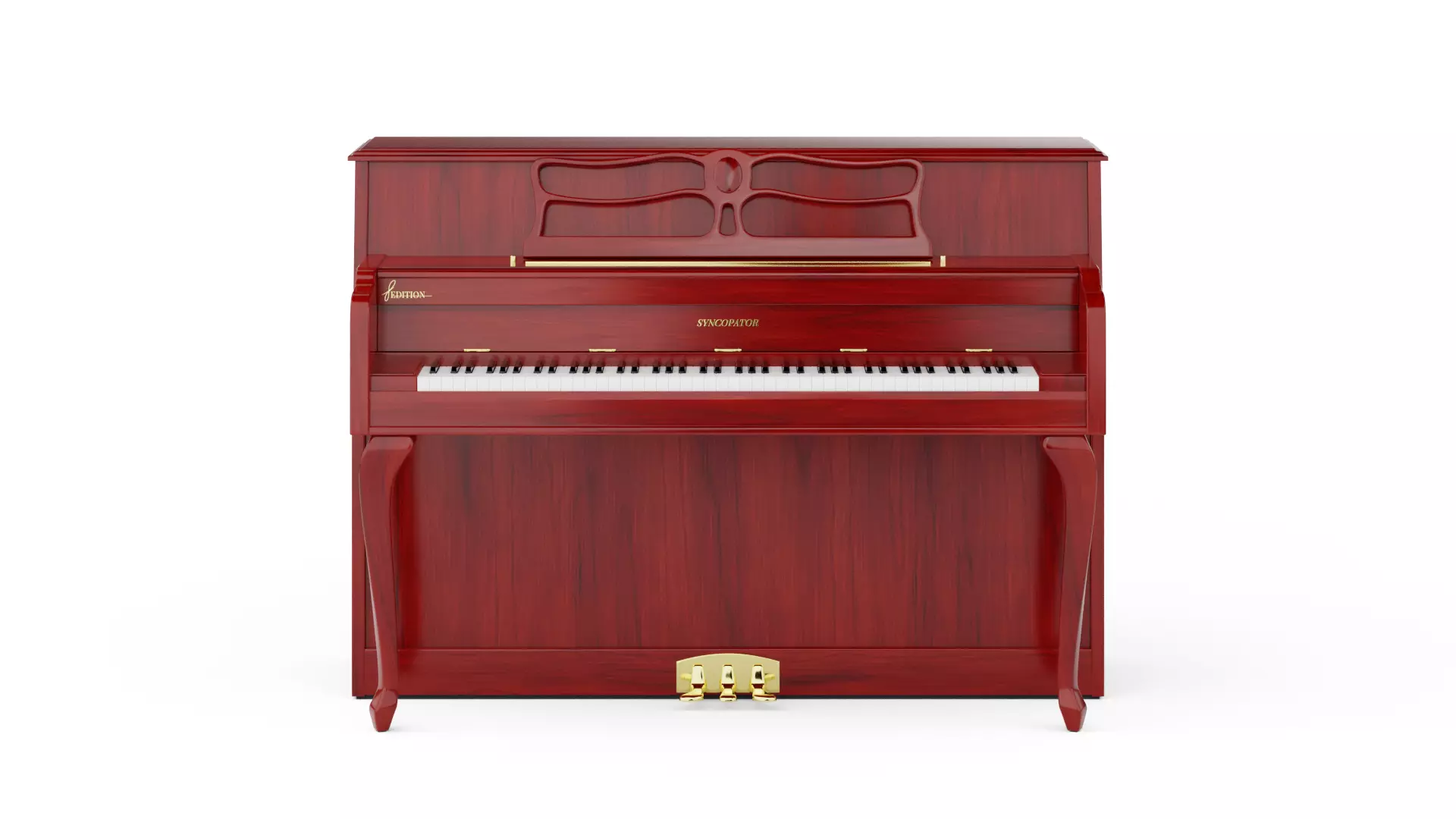 Upright Piano Low-poly 3D model_2