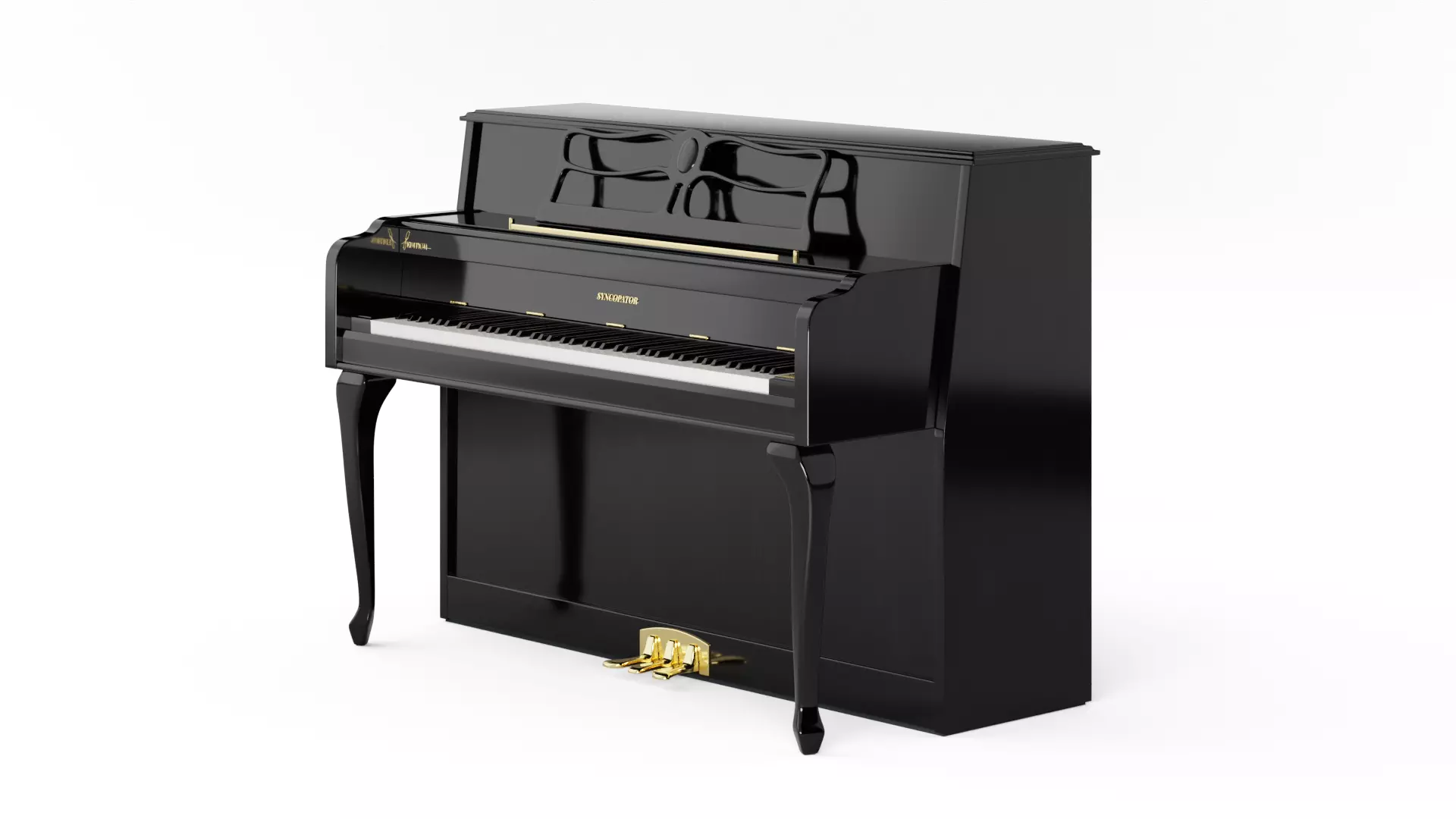 Upright Piano Low-poly 3D model_11