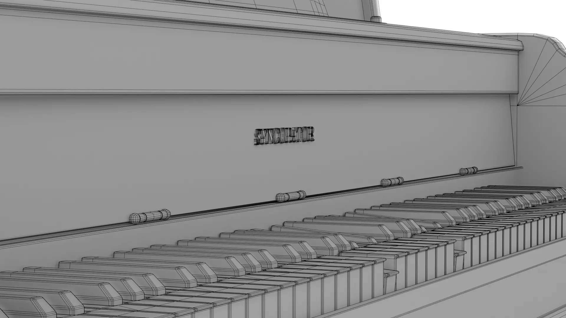 Upright Piano Low-poly 3D model_23
