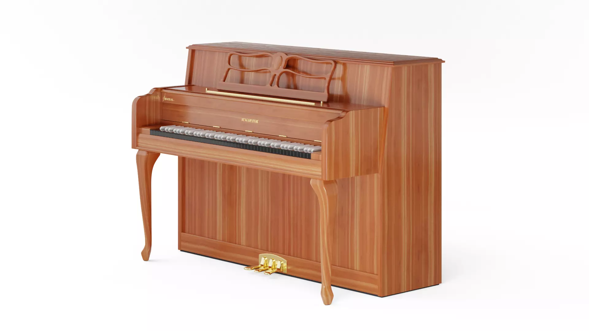Upright Piano Low-poly 3D model_13
