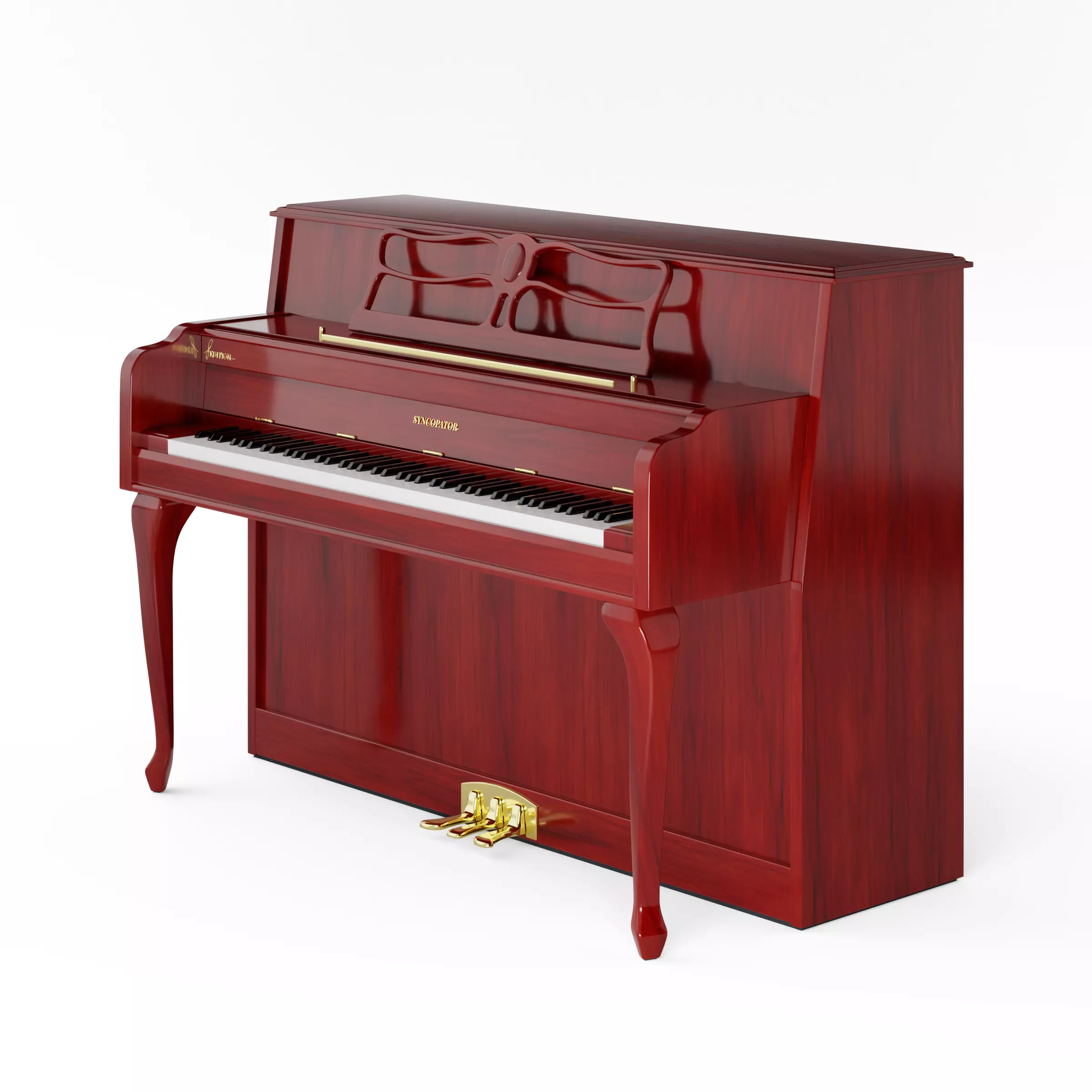 Upright Piano Low-poly 3D model_0