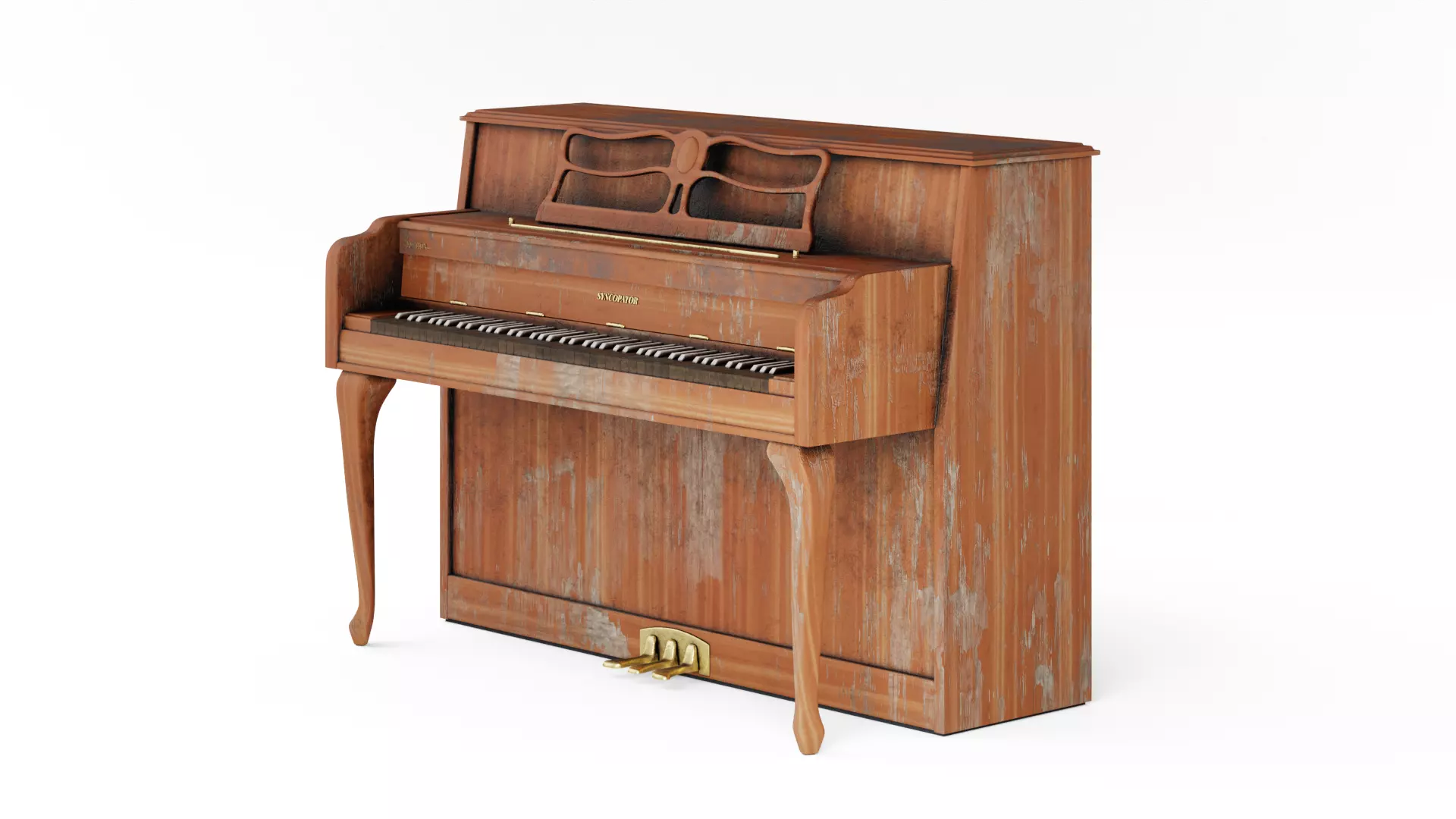 Upright Piano Low-poly 3D model_14