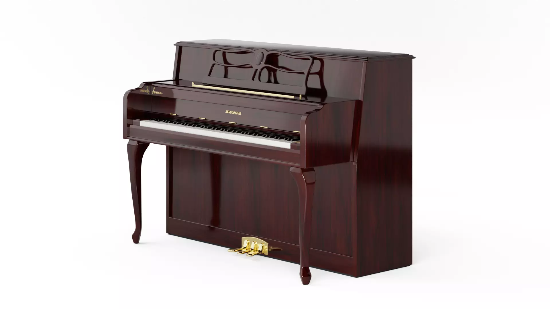 Upright Piano Low-poly 3D model_15