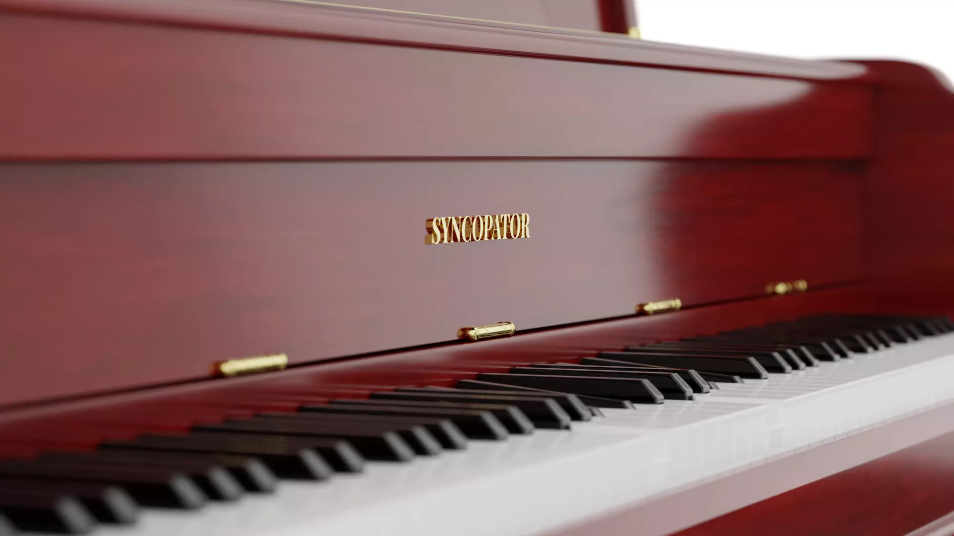 Upright Piano Low-poly 3D model_4