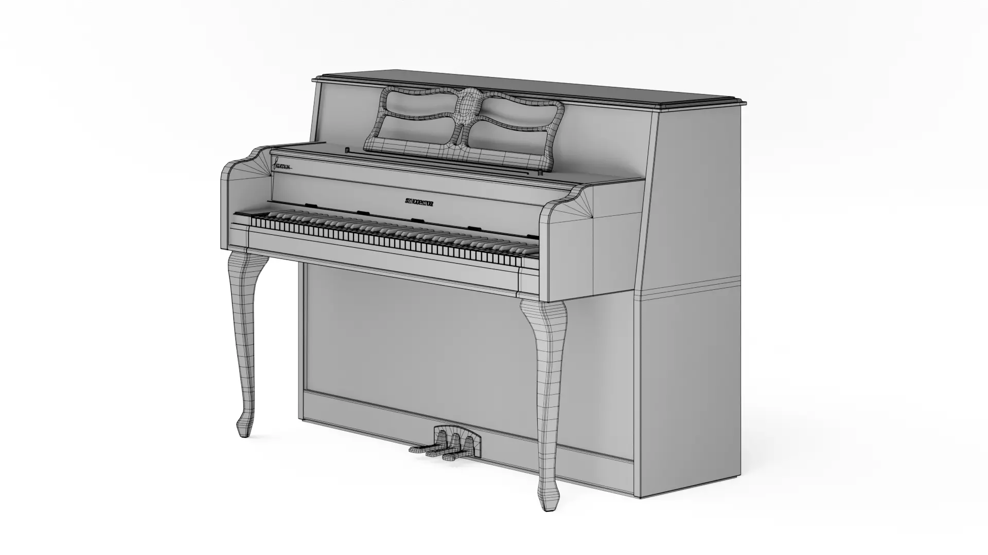 Upright Piano Low-poly 3D model_22