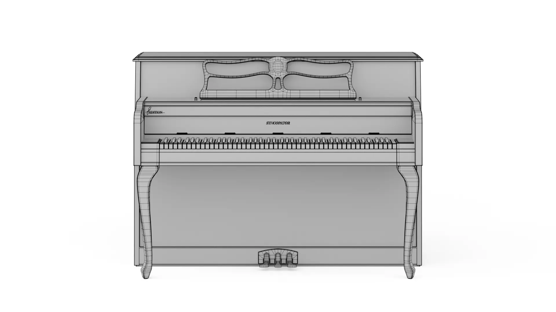 Upright Piano Low-poly 3D model_21
