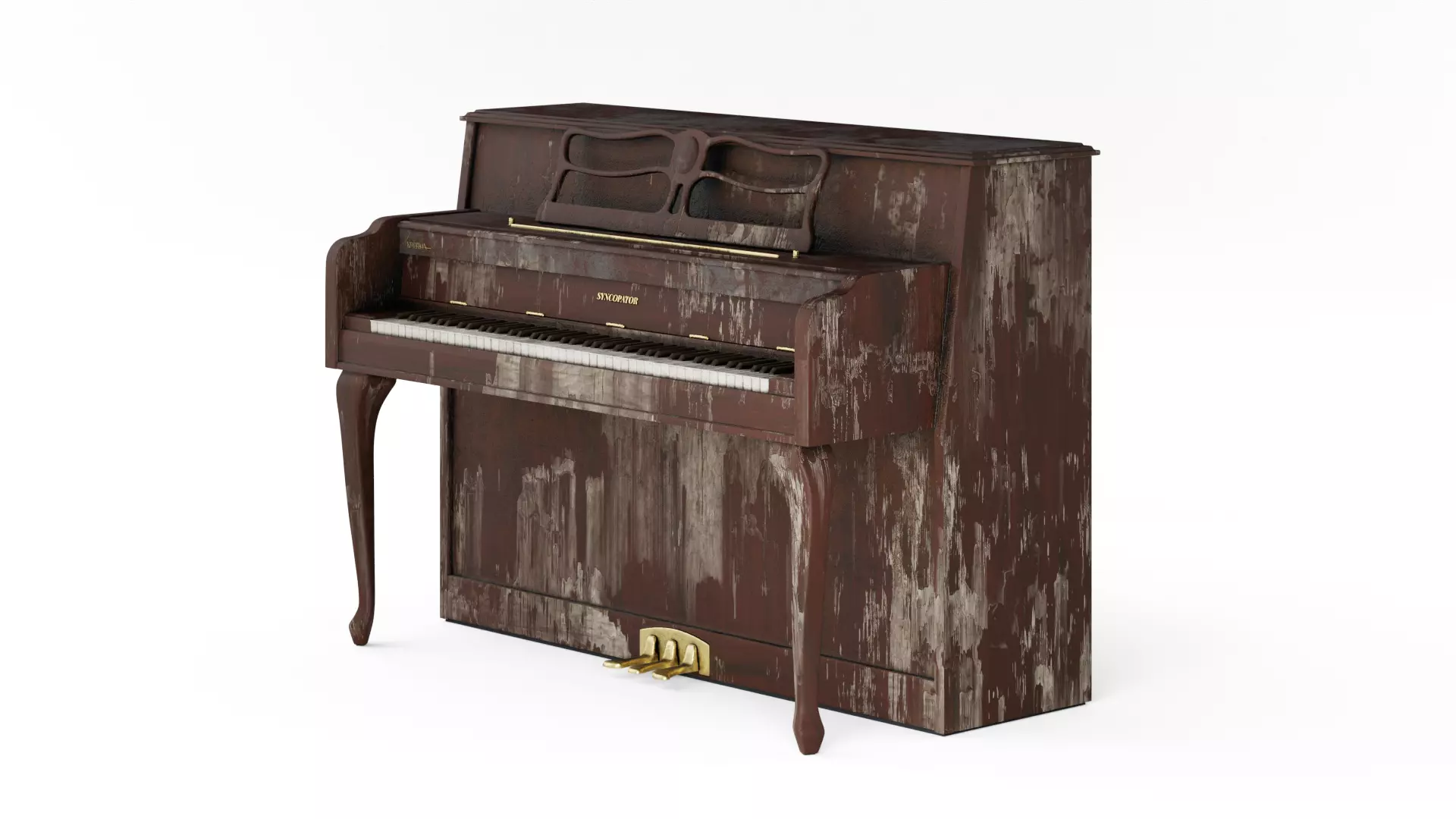 Upright Piano Low-poly 3D model_17