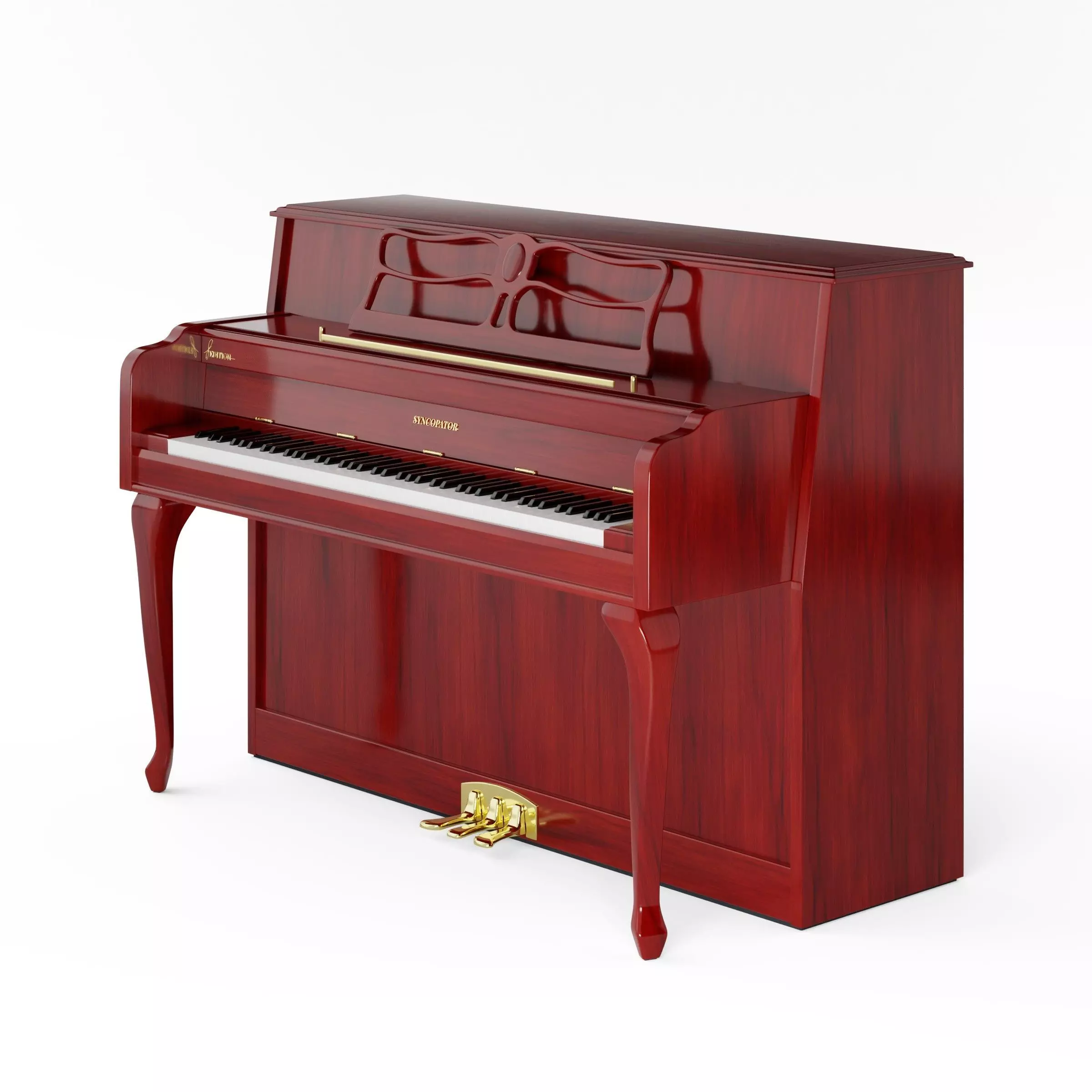 Upright Piano Low-poly 3D model_30