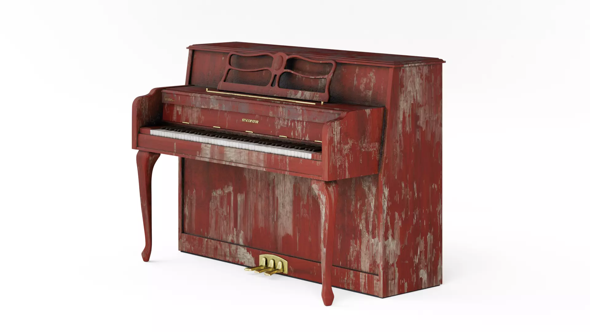 Upright Piano Low-poly 3D model_20