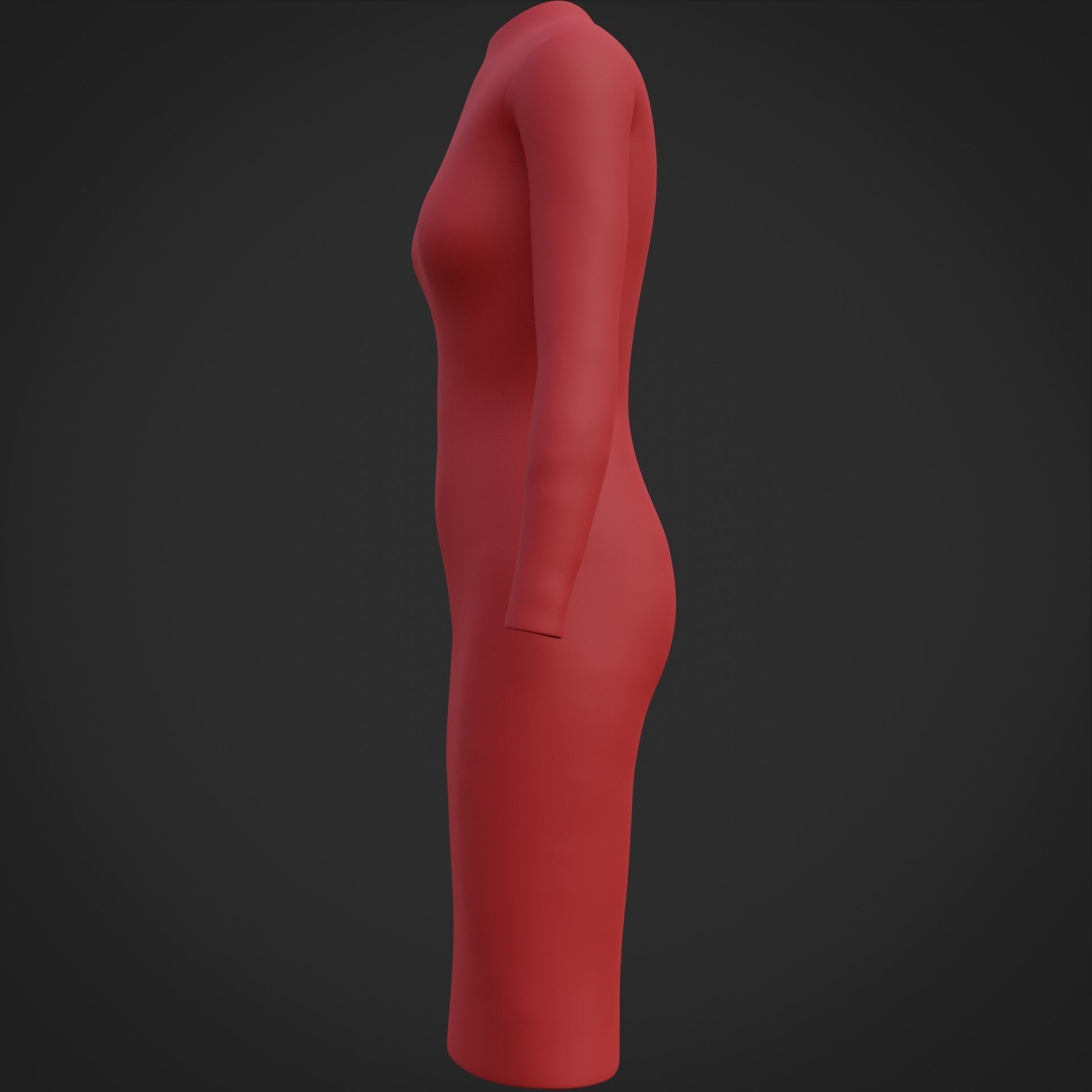Female sleeve dress Low-poly 3D model_13