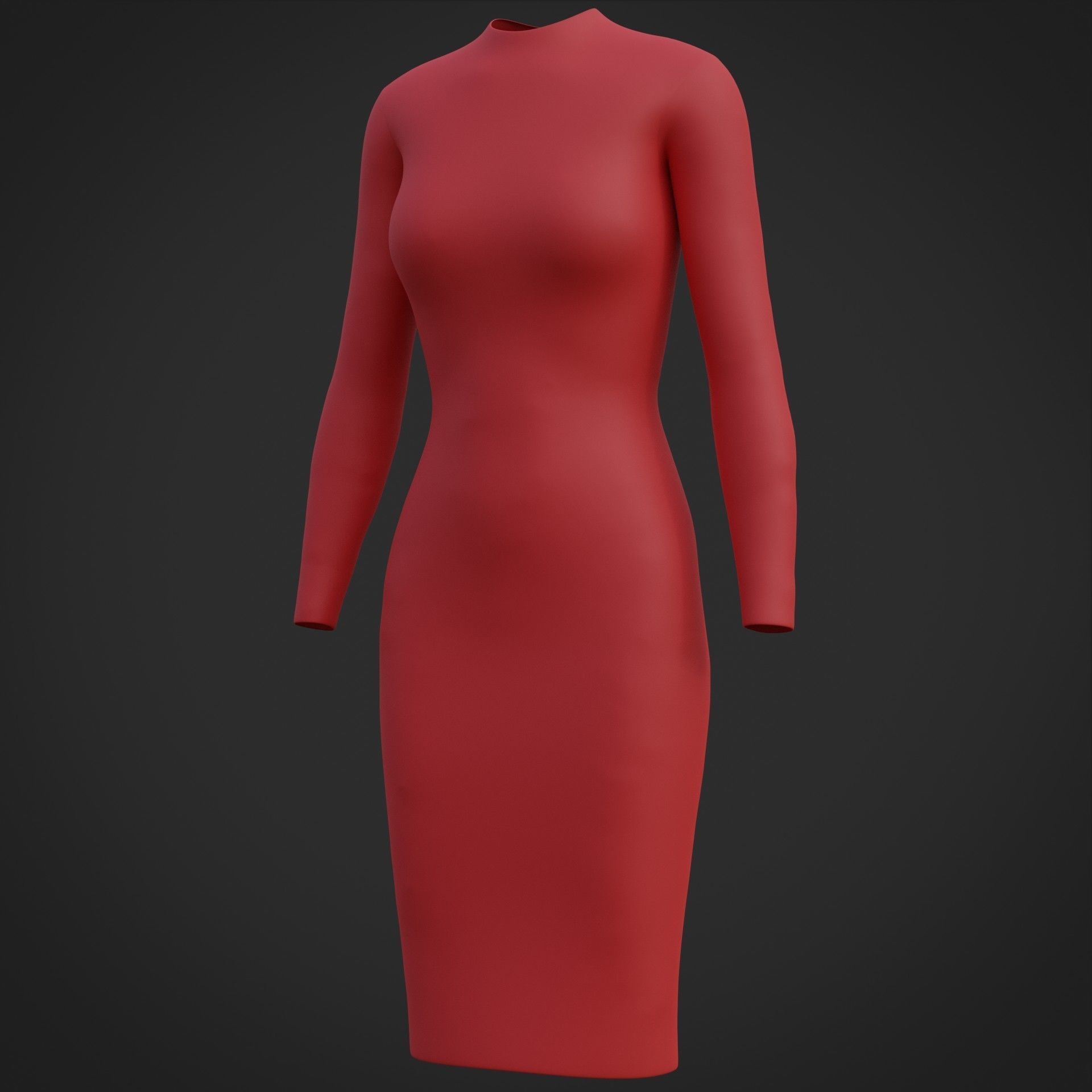 Female sleeve dress Low-poly 3D model_16