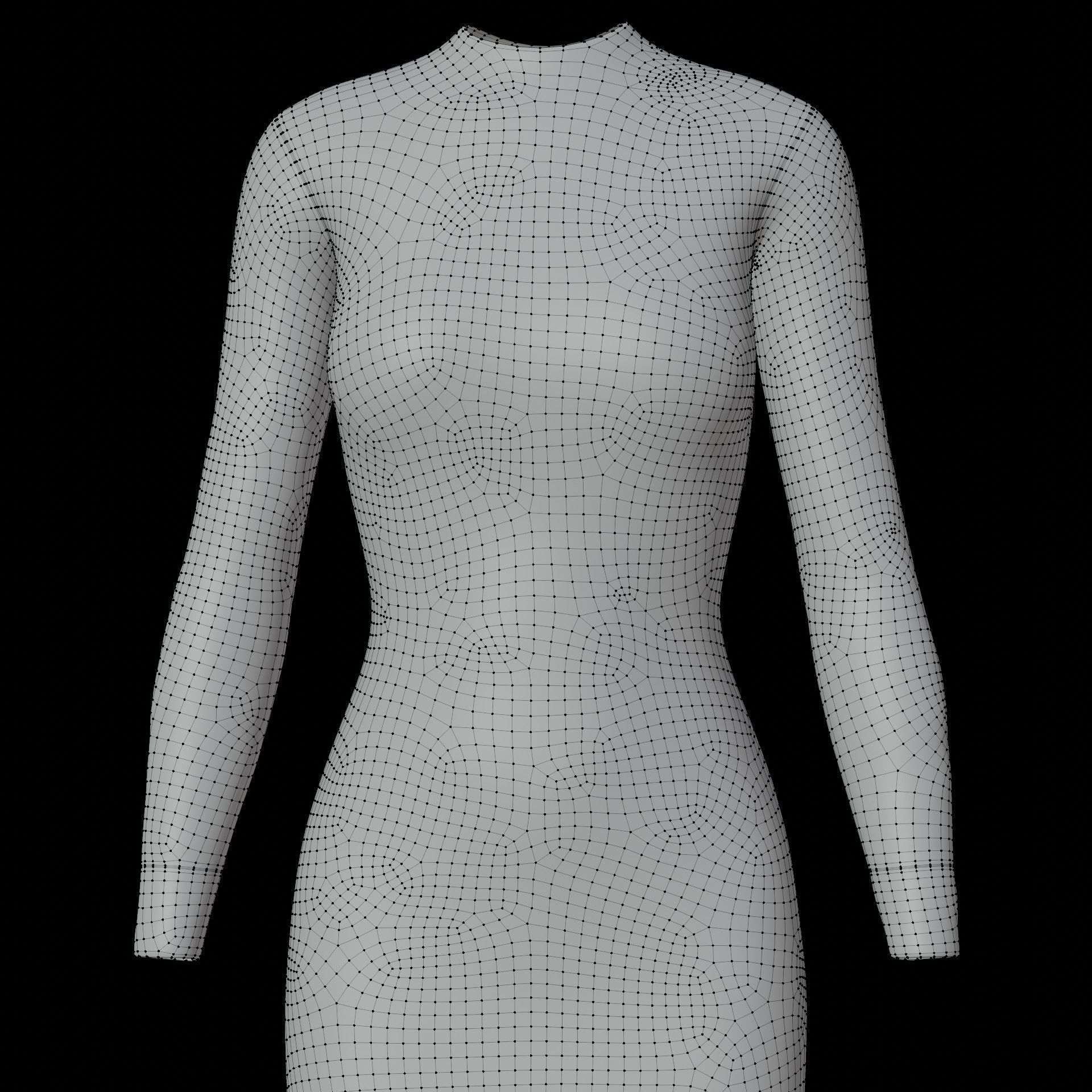 Female sleeve dress Low-poly 3D model_19