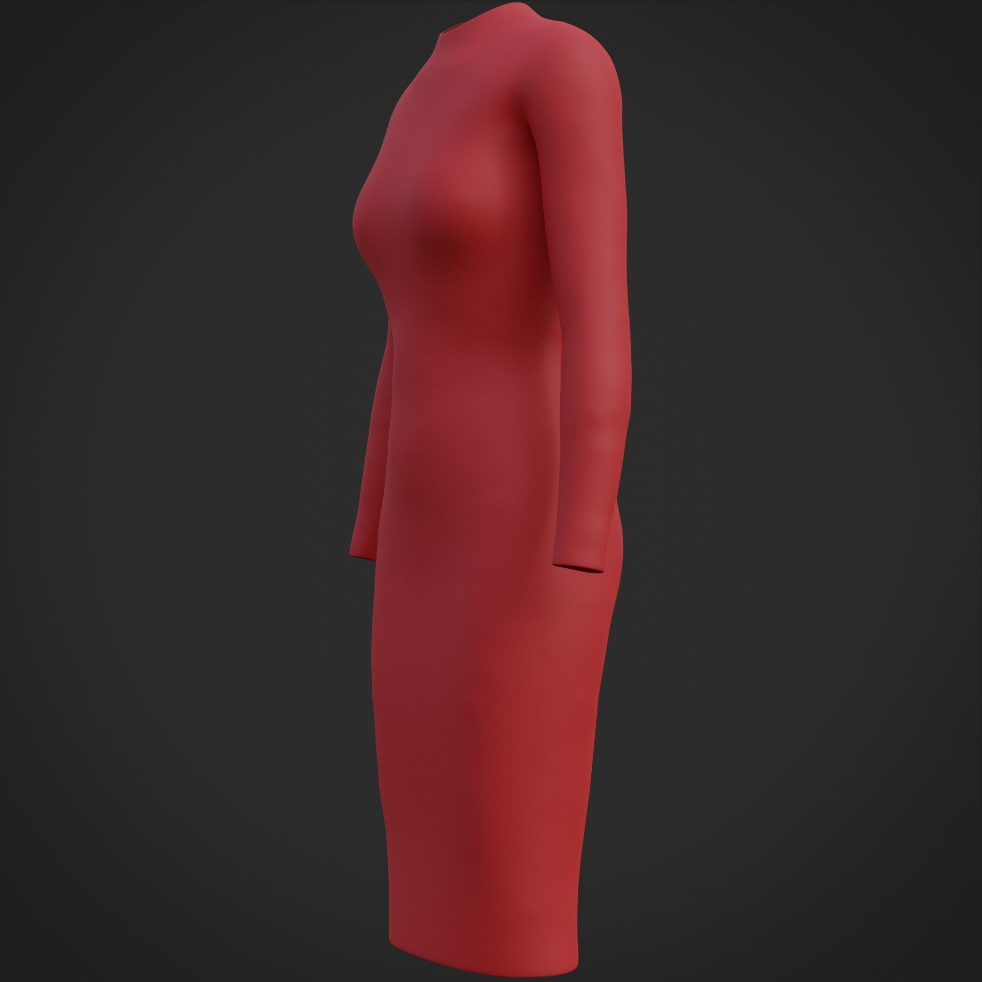 Female sleeve dress Low-poly 3D model_14