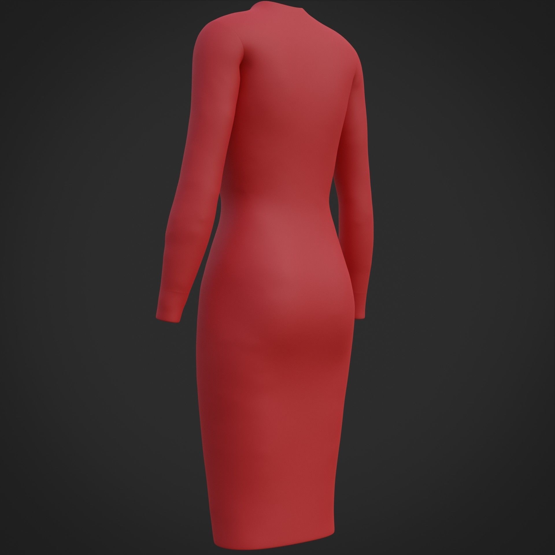 Female sleeve dress Low-poly 3D model_11