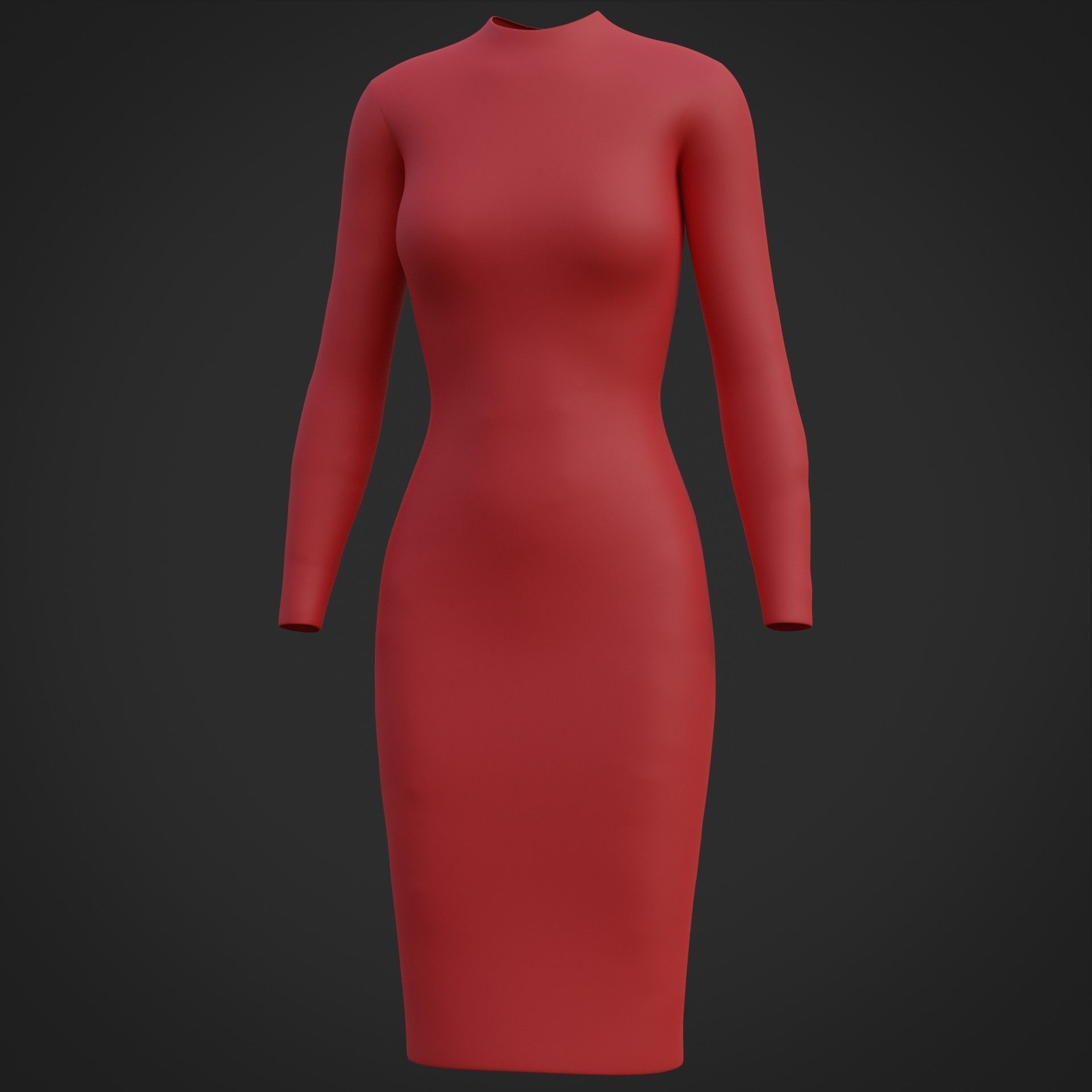Female sleeve dress Low-poly 3D model_17