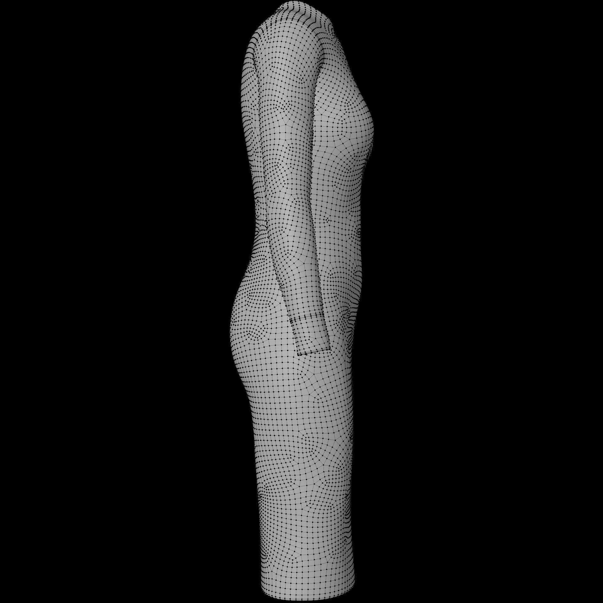 Female sleeve dress Low-poly 3D model_23