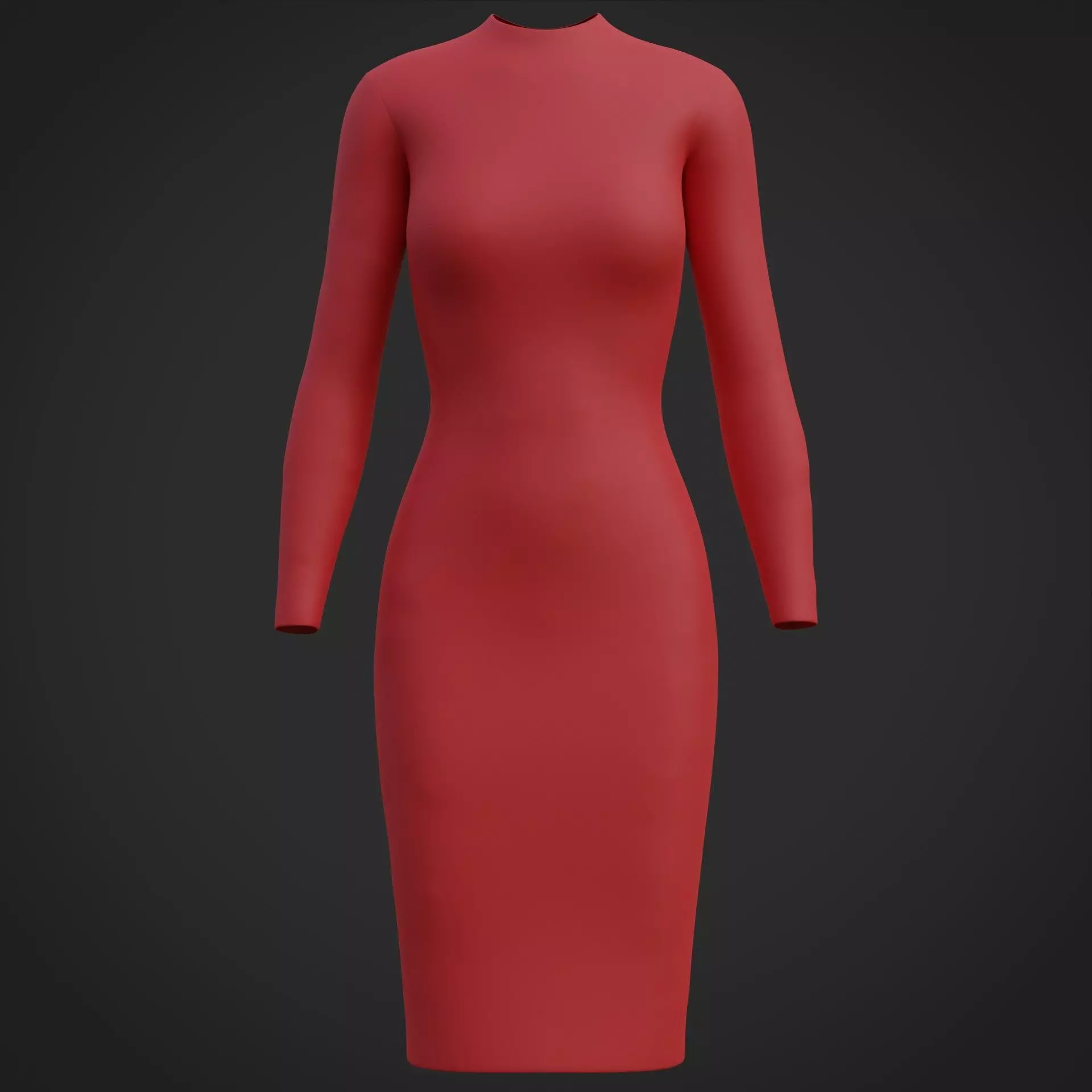Female sleeve dress Low-poly 3D model_0