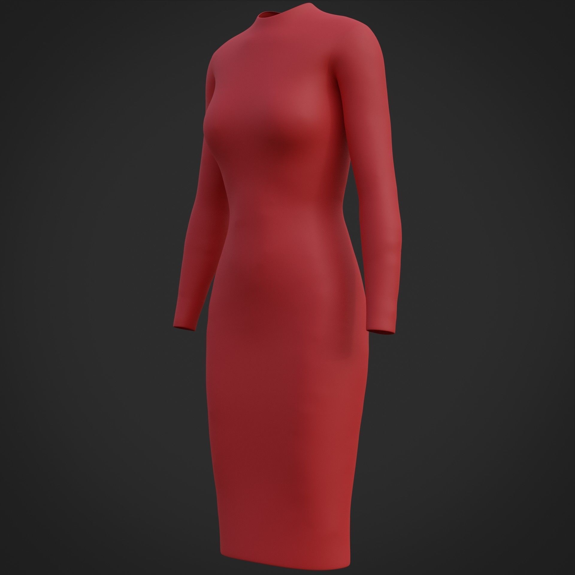 Female sleeve dress Low-poly 3D model_15