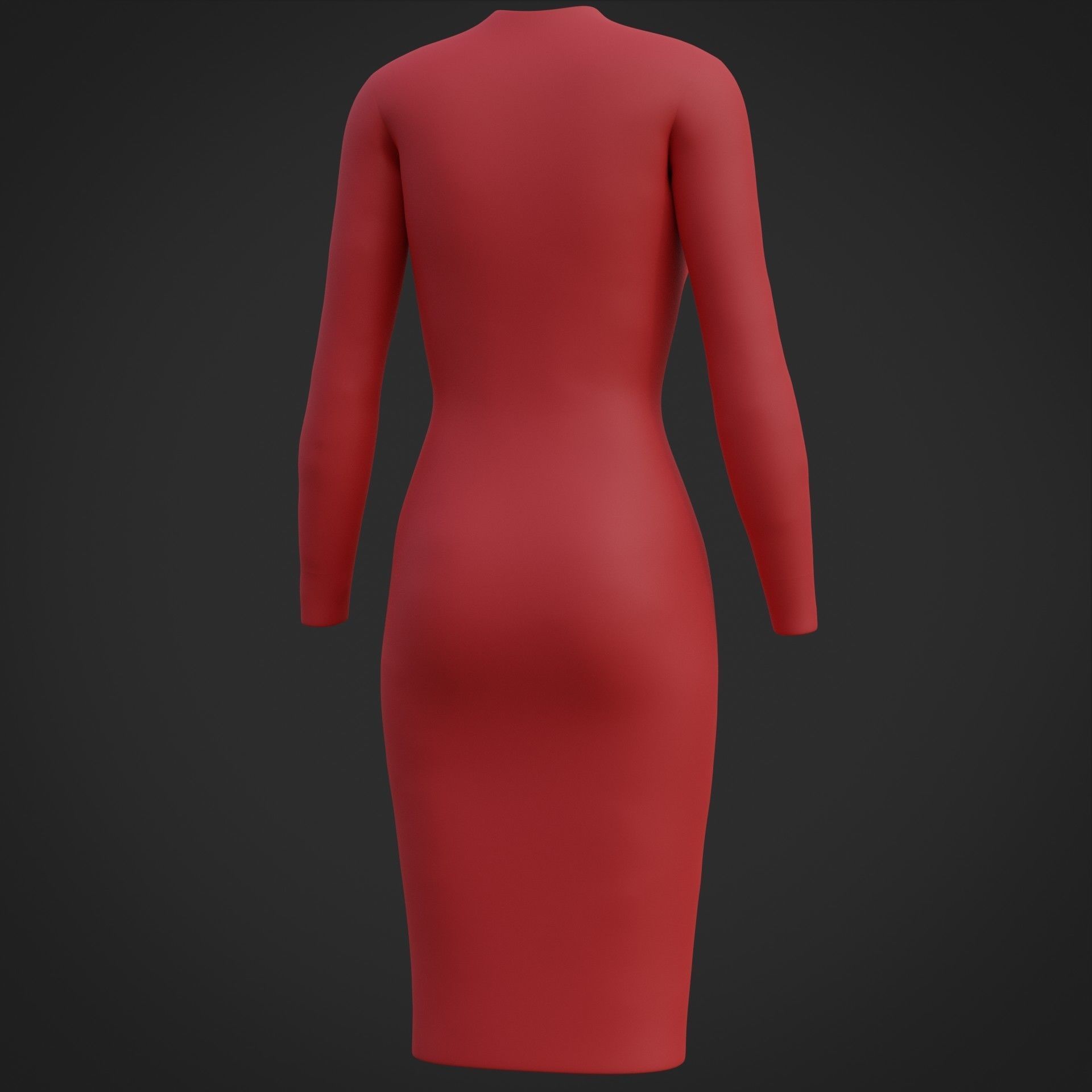 Female sleeve dress Low-poly 3D model_9