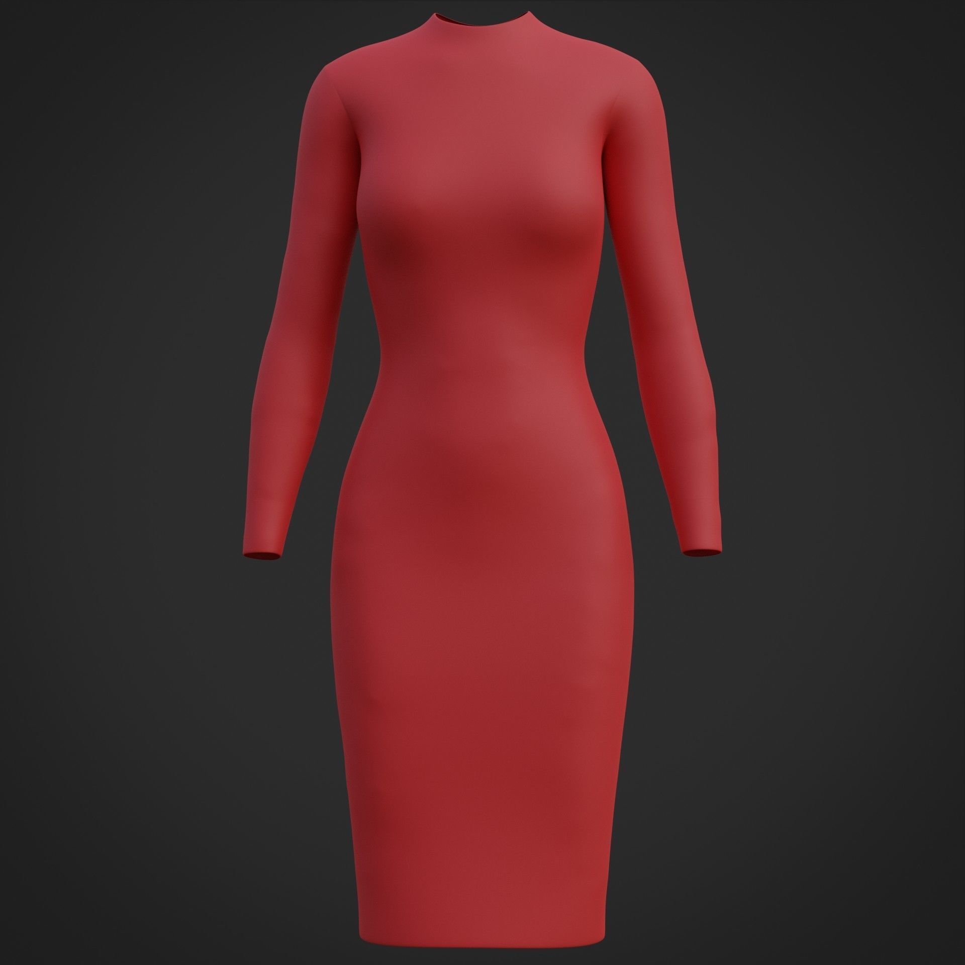 Female sleeve dress Low-poly 3D model_18