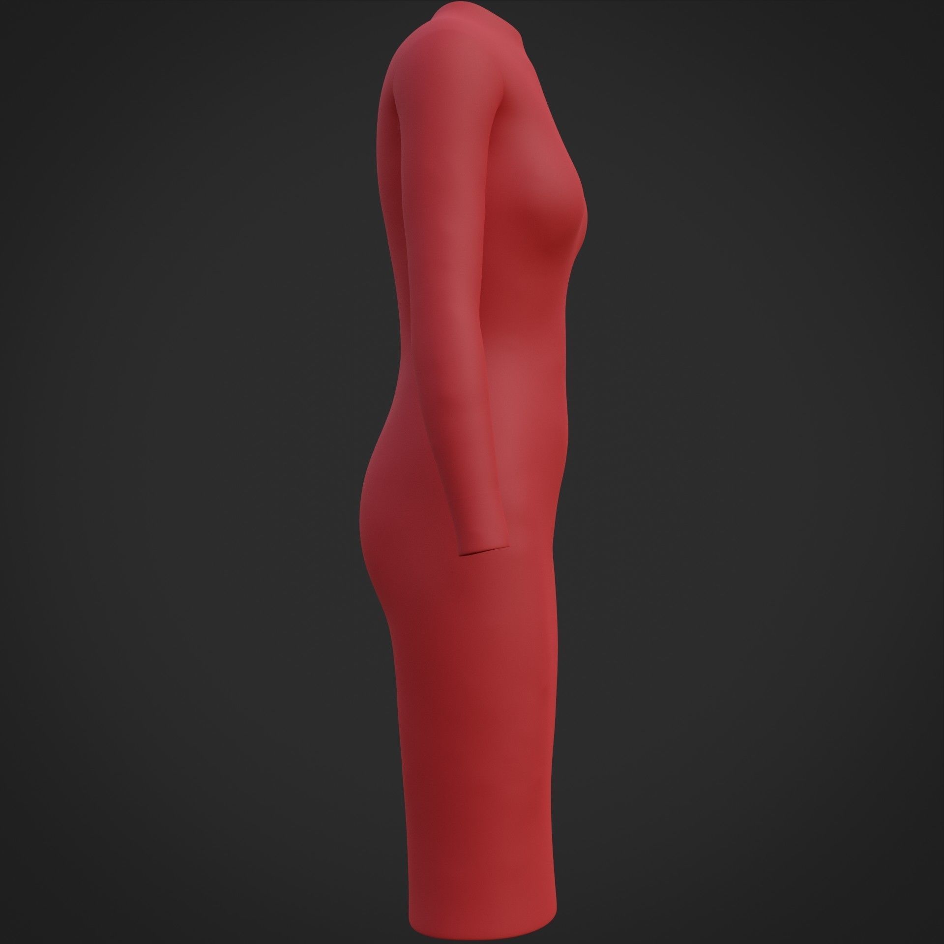 Female sleeve dress Low-poly 3D model_6