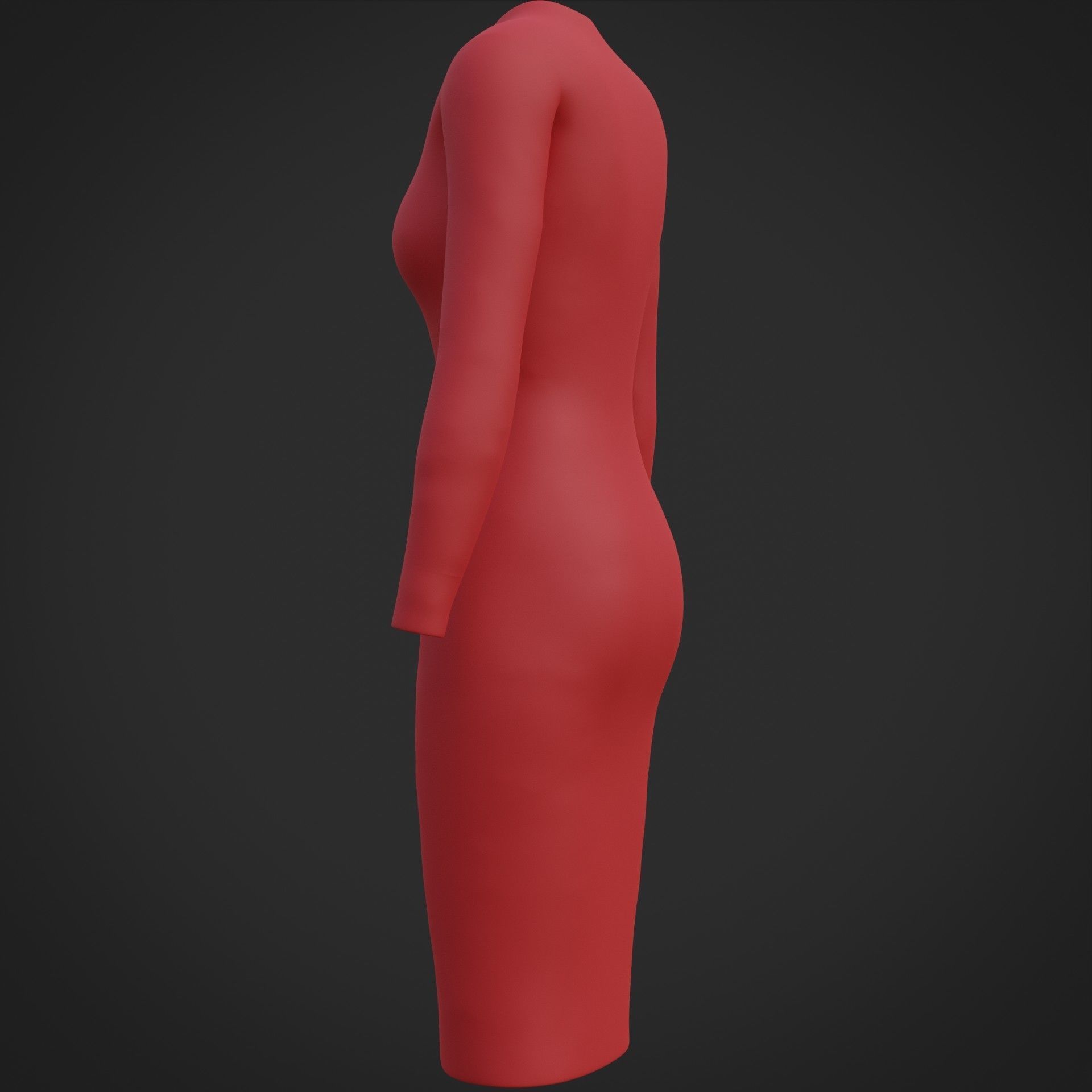 Female sleeve dress Low-poly 3D model_12
