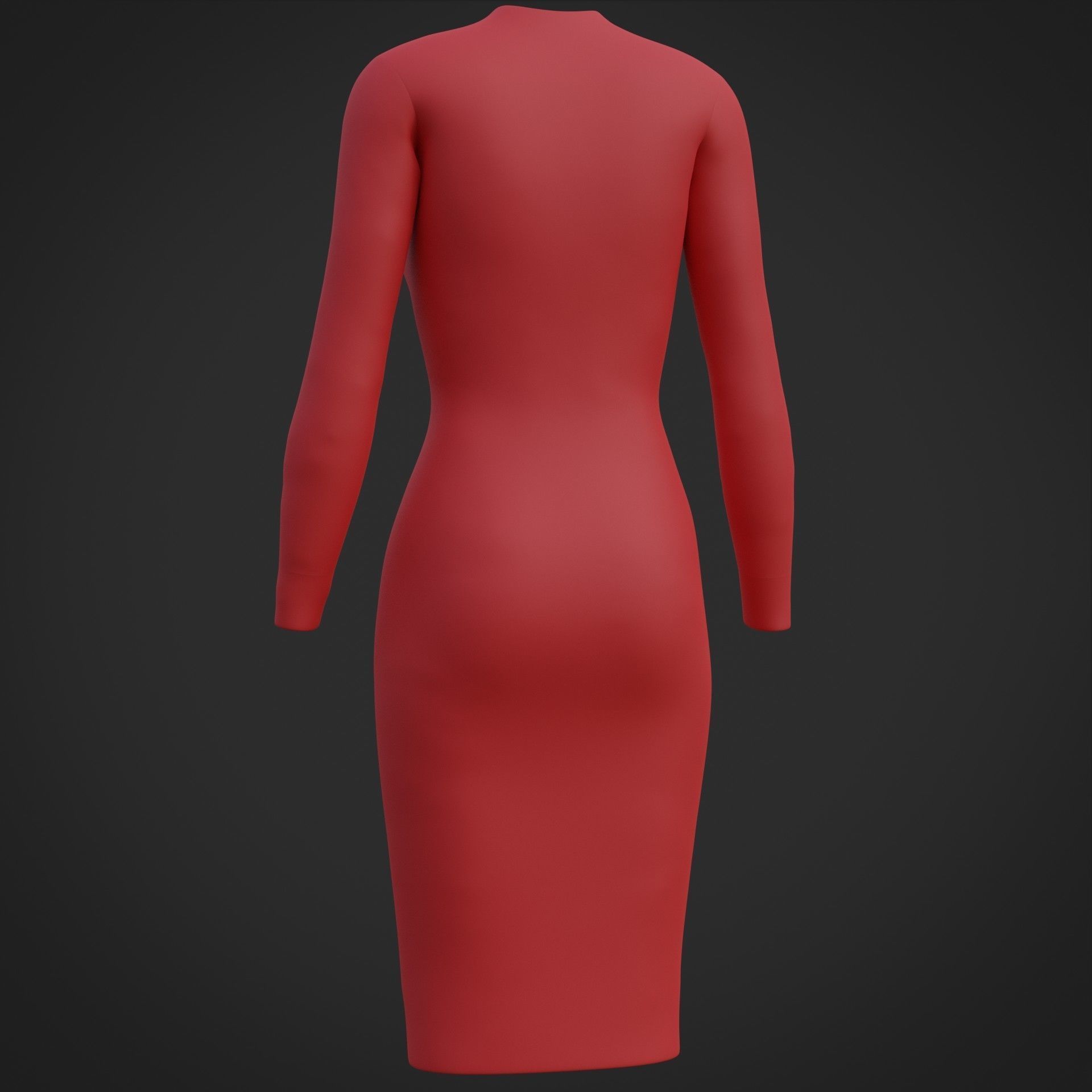 Female sleeve dress Low-poly 3D model_10
