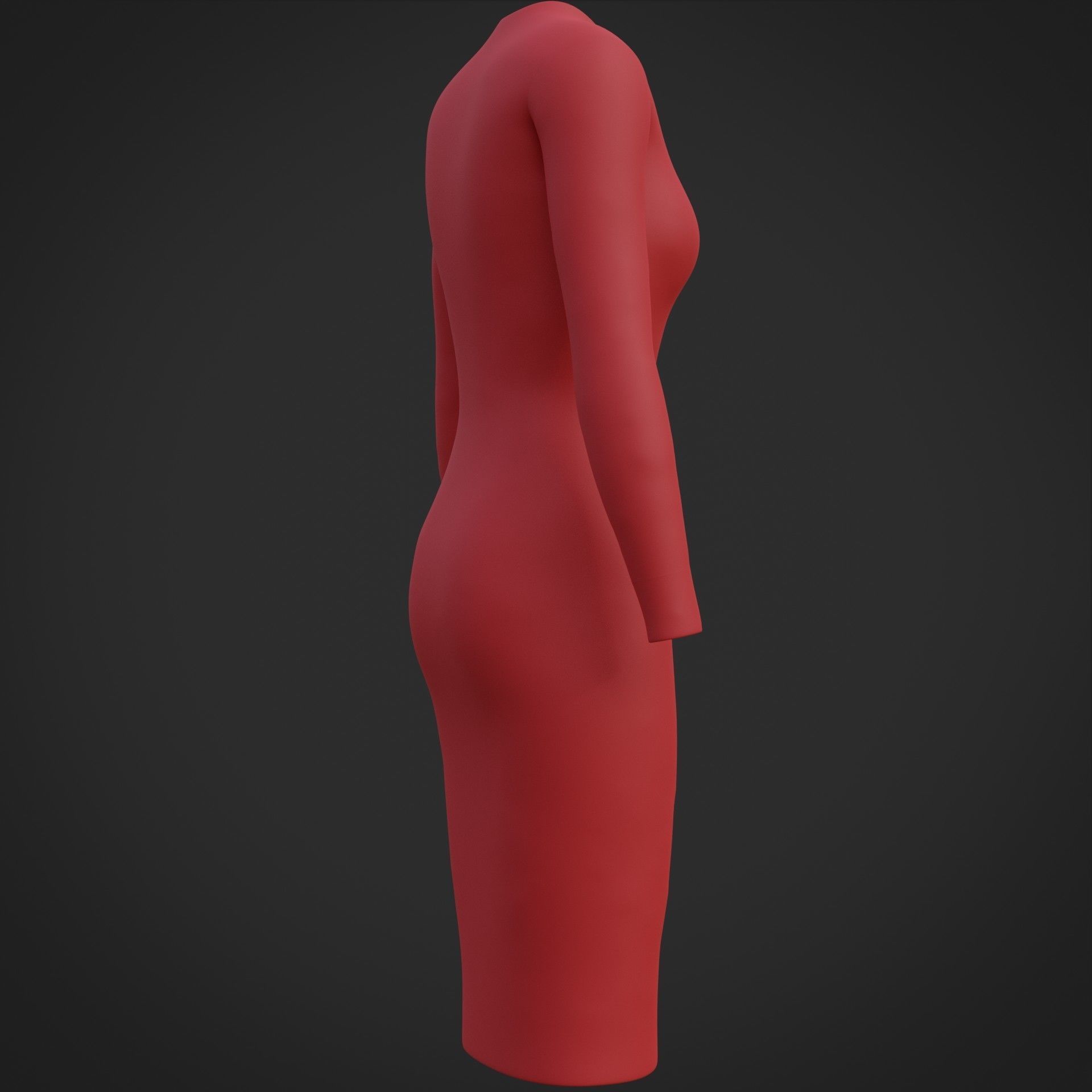 Female sleeve dress Low-poly 3D model_7