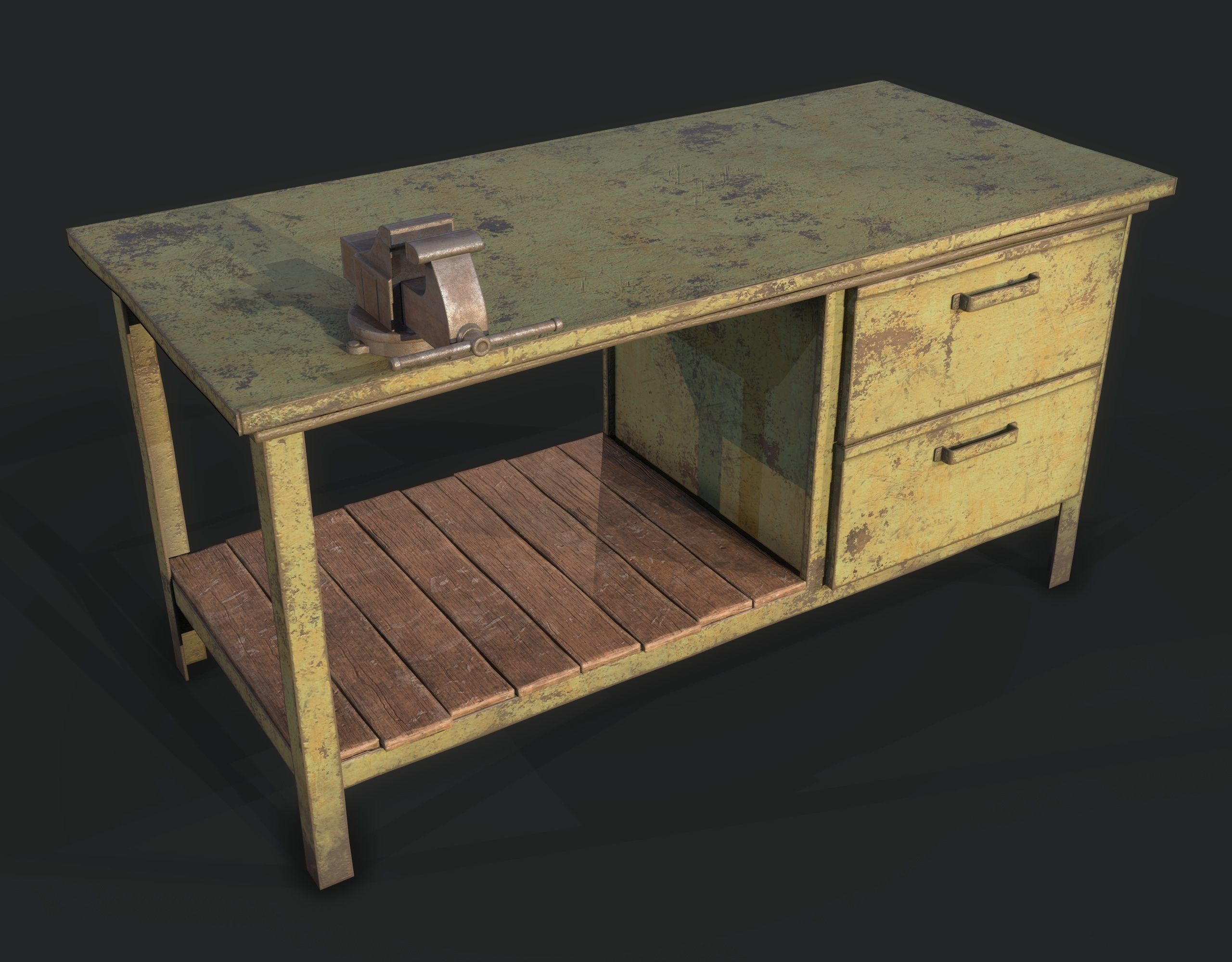 Workbench with Tools Low-poly 3D model_6