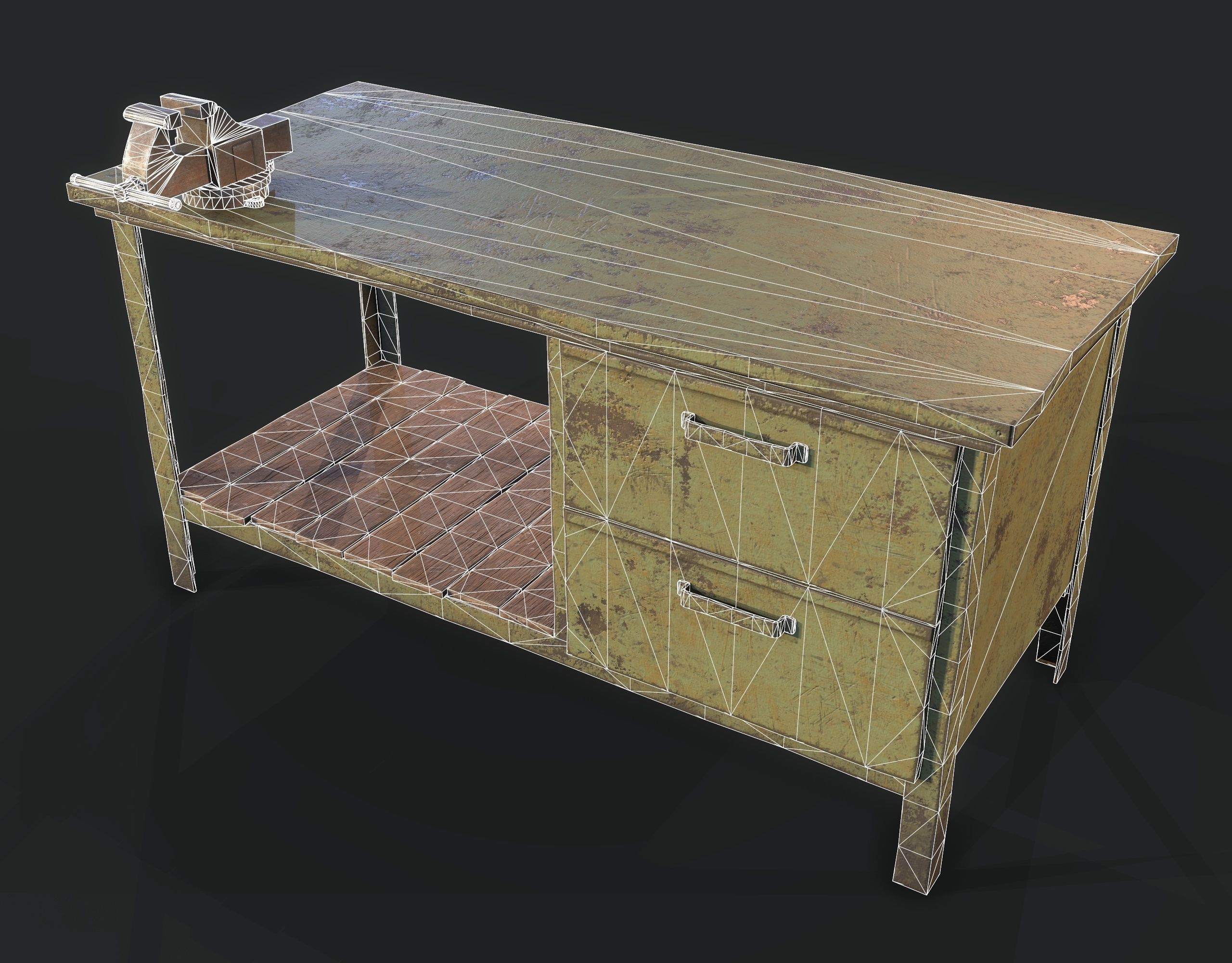 Workbench with Tools Low-poly 3D model_5