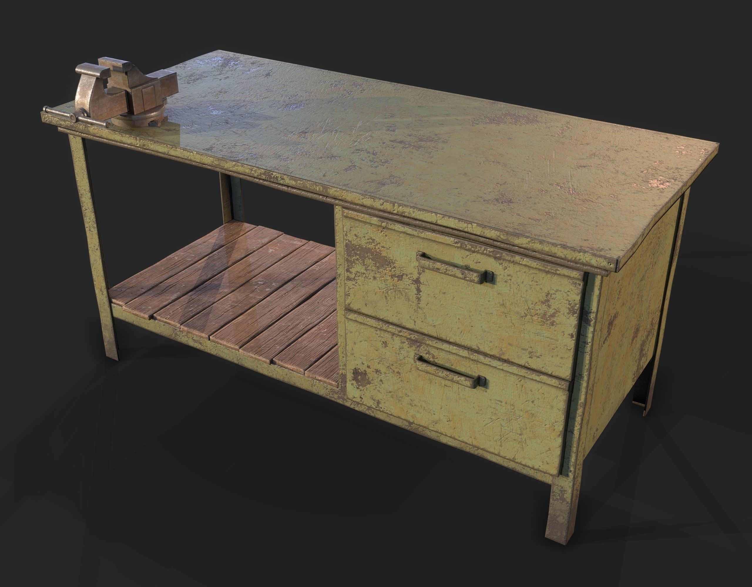 Workbench with Tools Low-poly 3D model_4