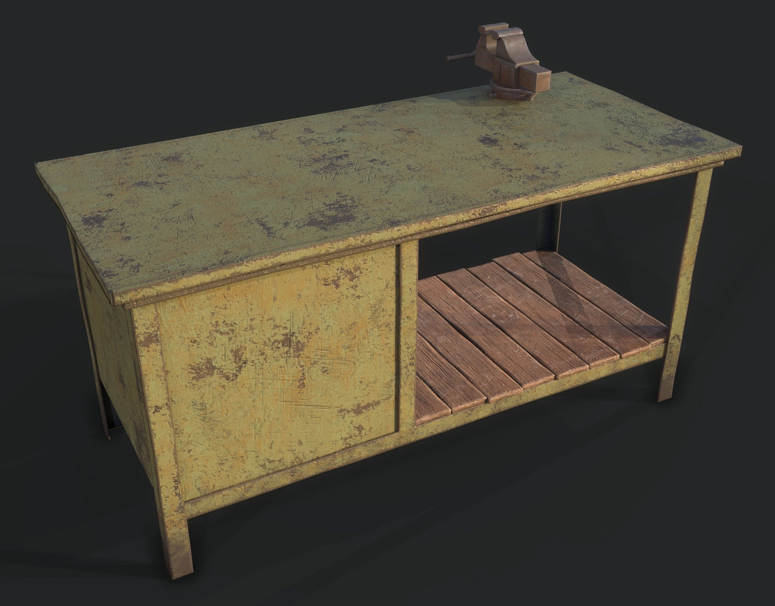 Workbench with Tools Low-poly 3D model_10