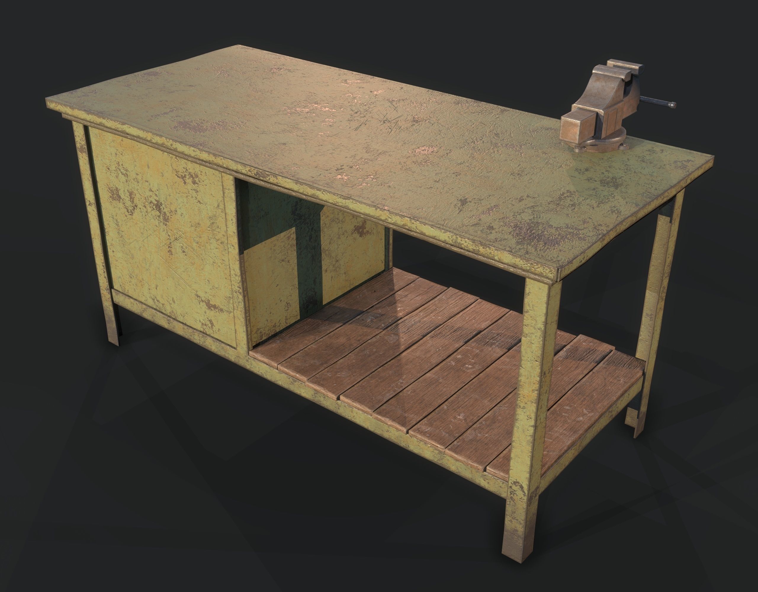Workbench with Tools Low-poly 3D model_8