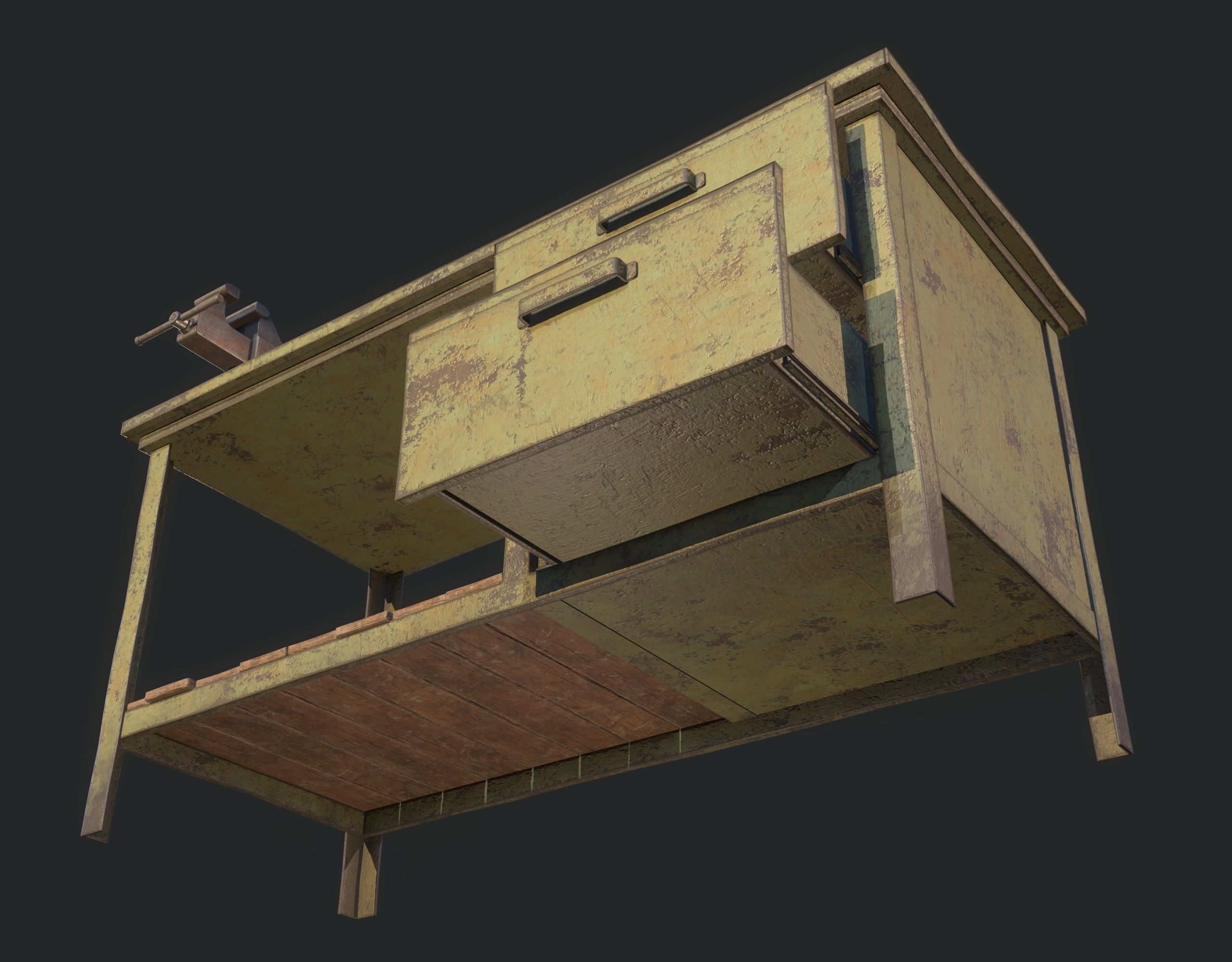 Workbench with Tools Low-poly 3D model_12
