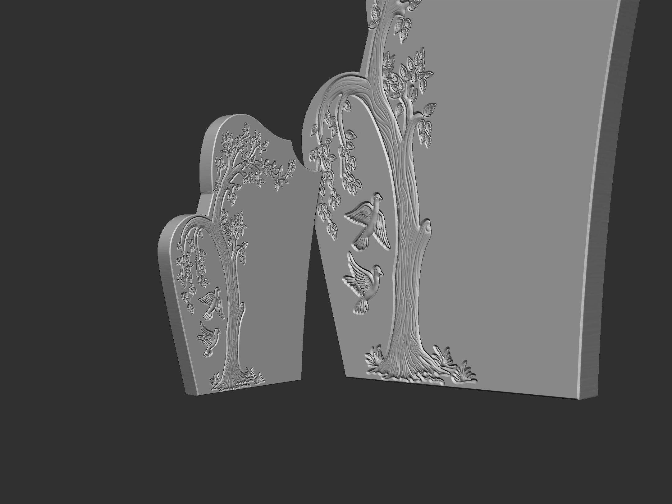 Tree Shaped Tombstone stl for cnc Carving 3D print model_2