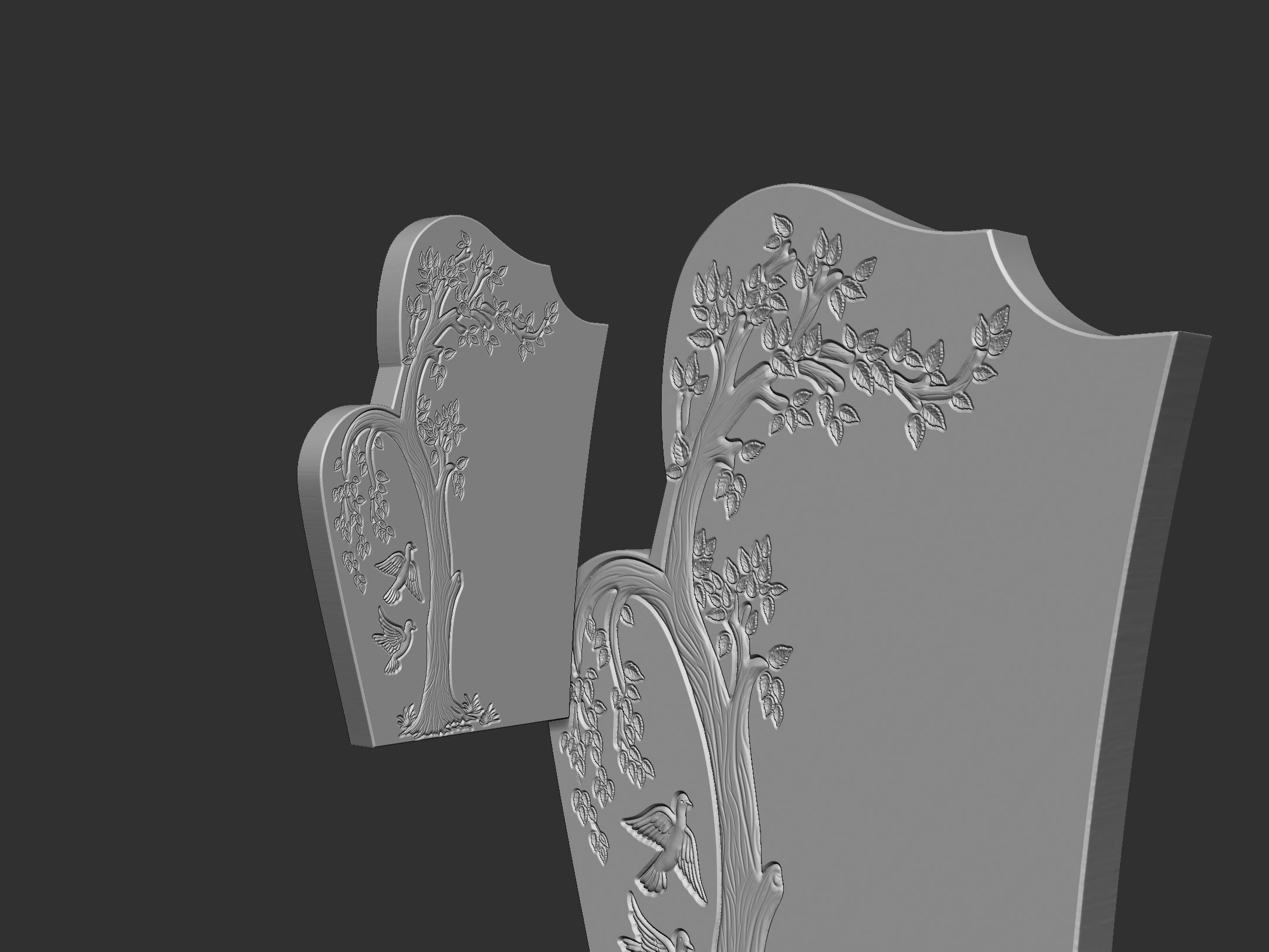 Tree Shaped Tombstone stl for cnc Carving 3D print model_1
