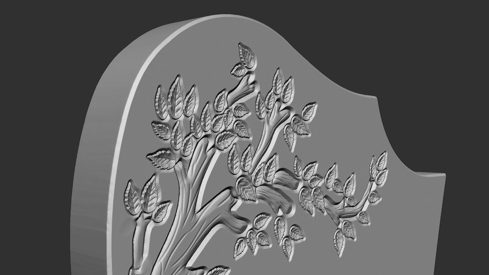 Tree Shaped Tombstone stl for cnc Carving 3D print model_3