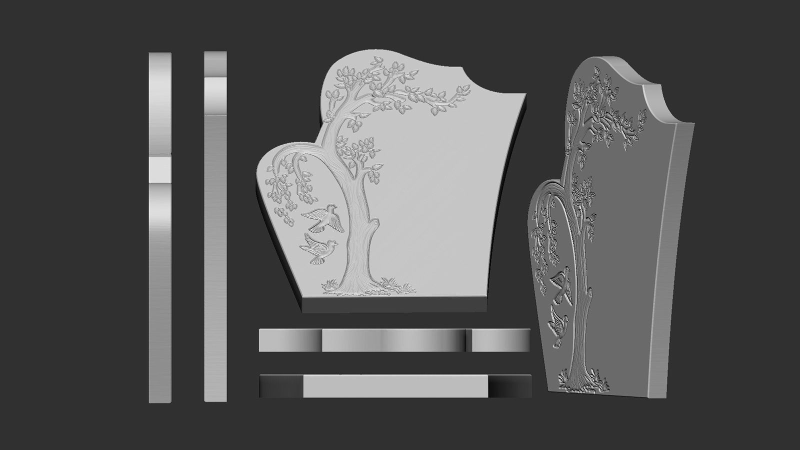 Tree Shaped Tombstone stl for cnc Carving 3D print model_5