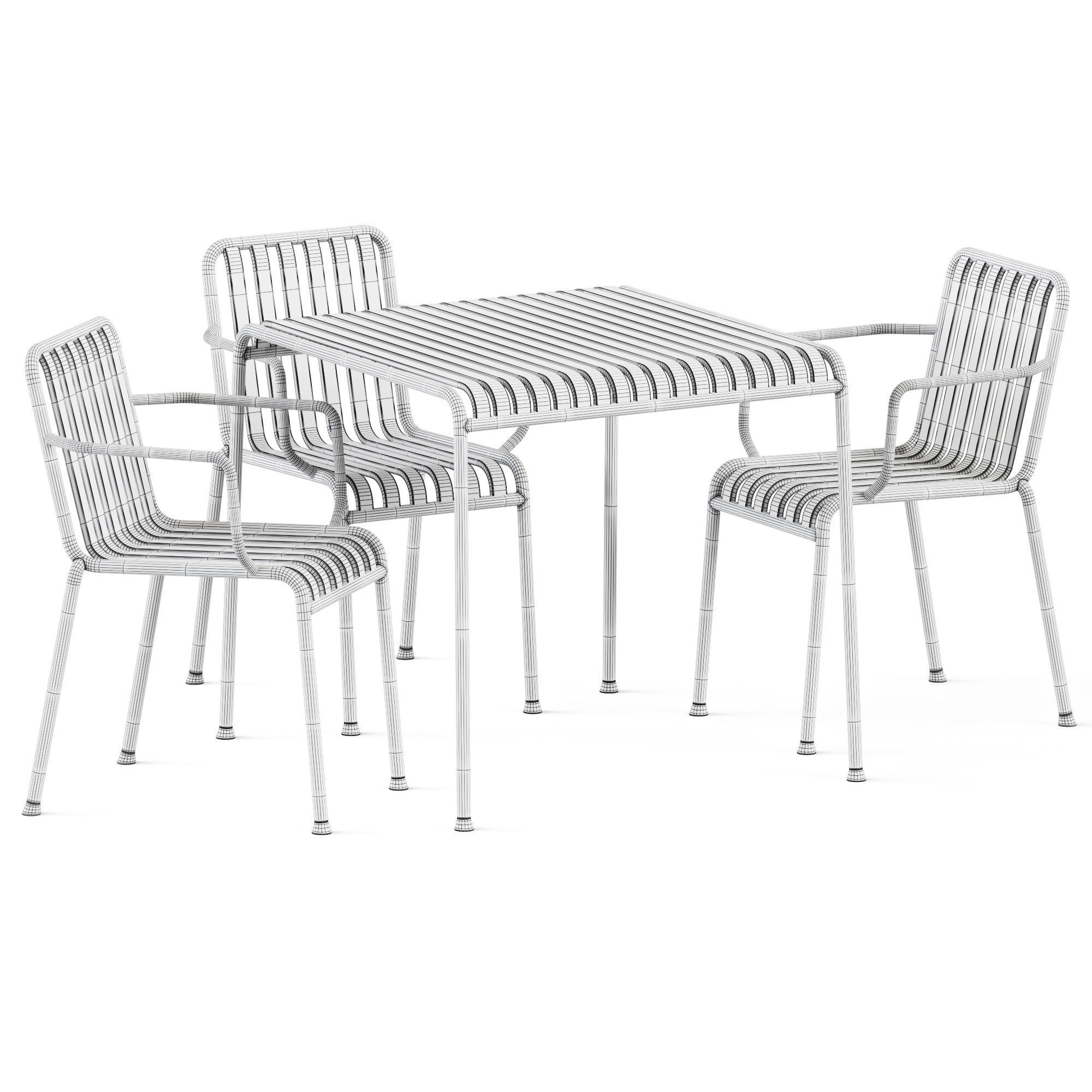 Palissade Table S80 and Palissade Armchair by Hay 3D model_1