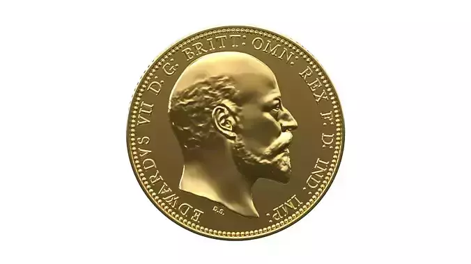 Sovereign Edward VII Gold Coin 3D print model