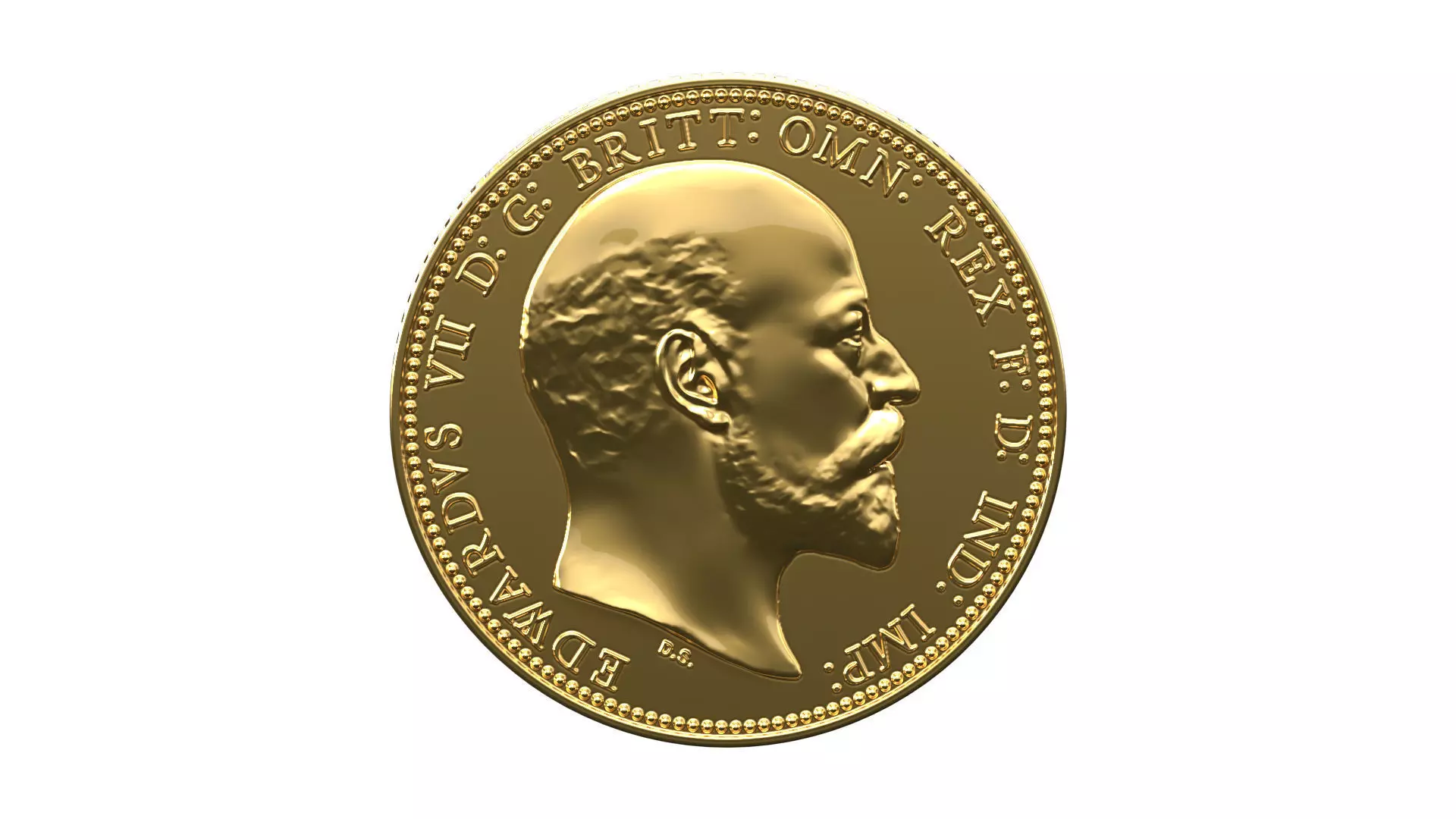Sovereign Edward VII Gold Coin 3D print model_0