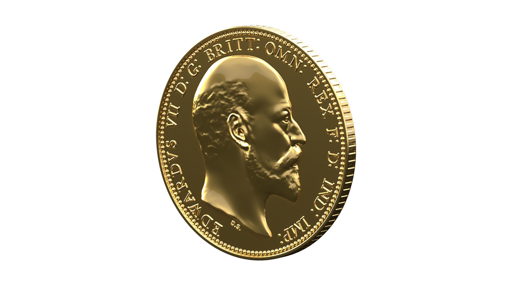 Sovereign Edward VII Gold Coin 3D print model_3