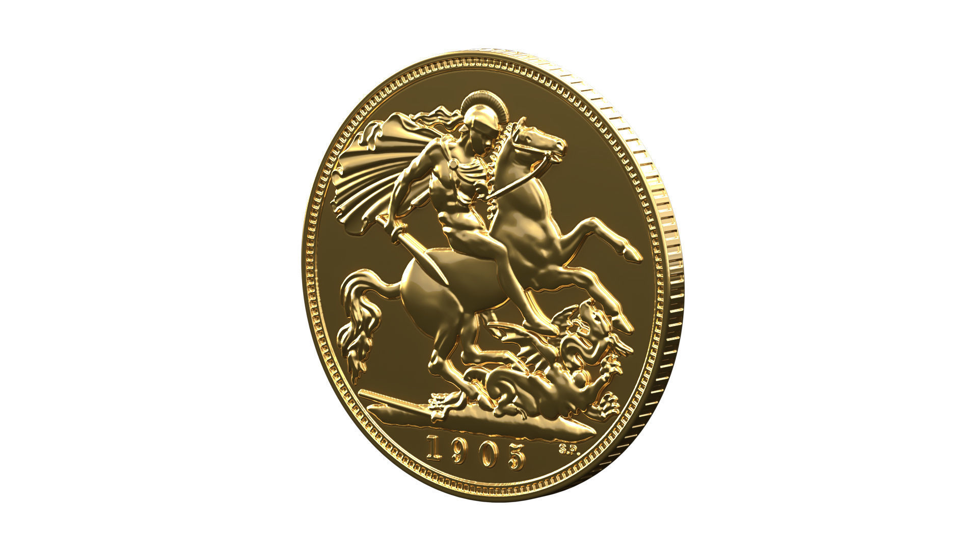 Sovereign Edward VII Gold Coin 3D print model_4
