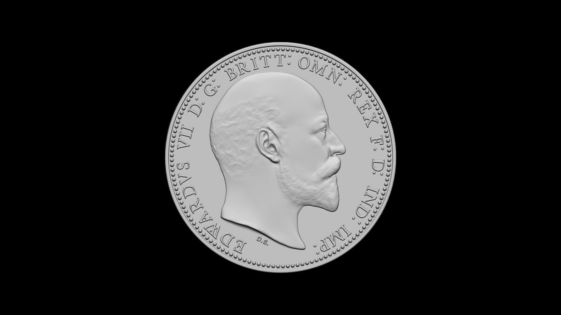 Sovereign Edward VII Gold Coin 3D print model_5