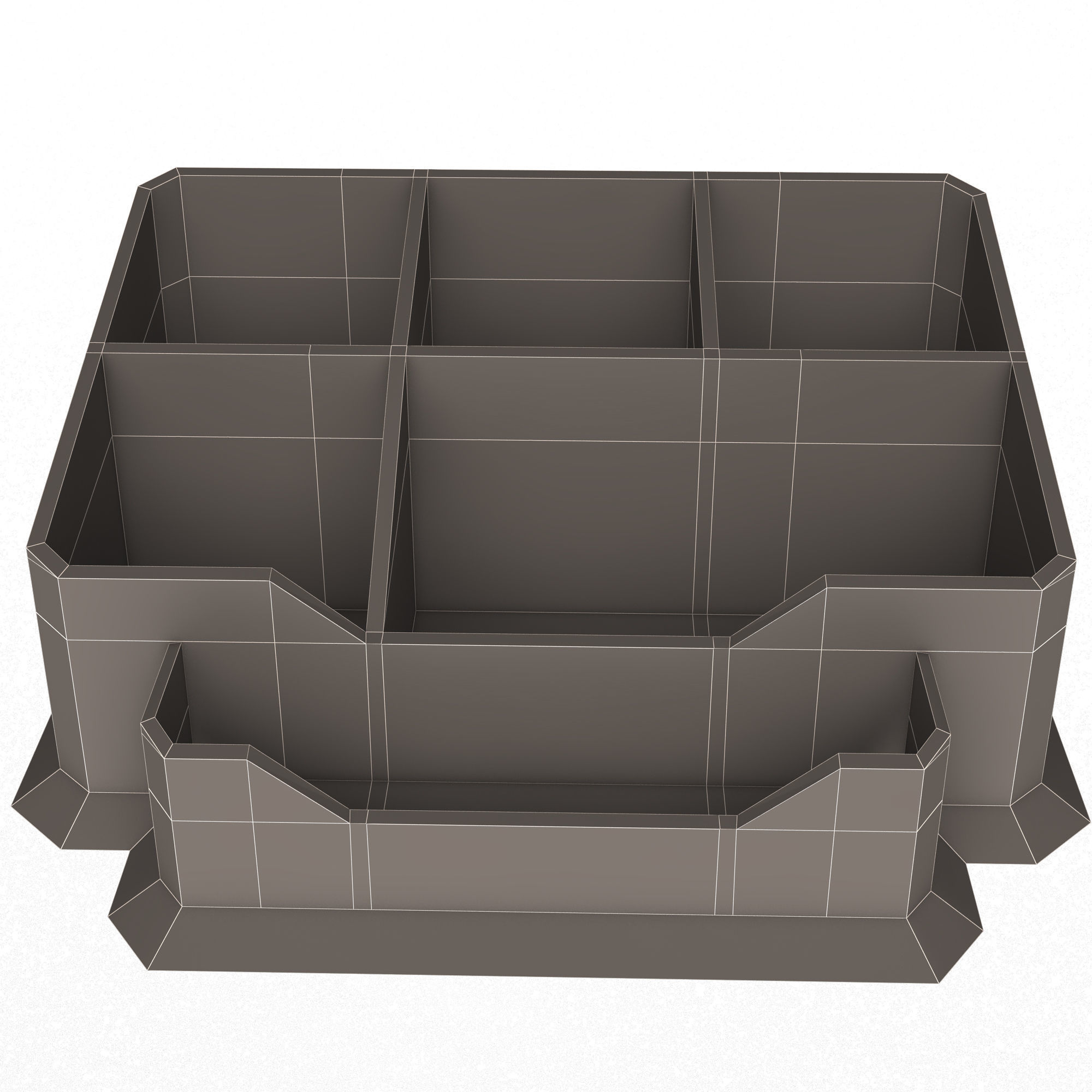 Acrylic Desk Pen Organizer Low-poly 3D model_6