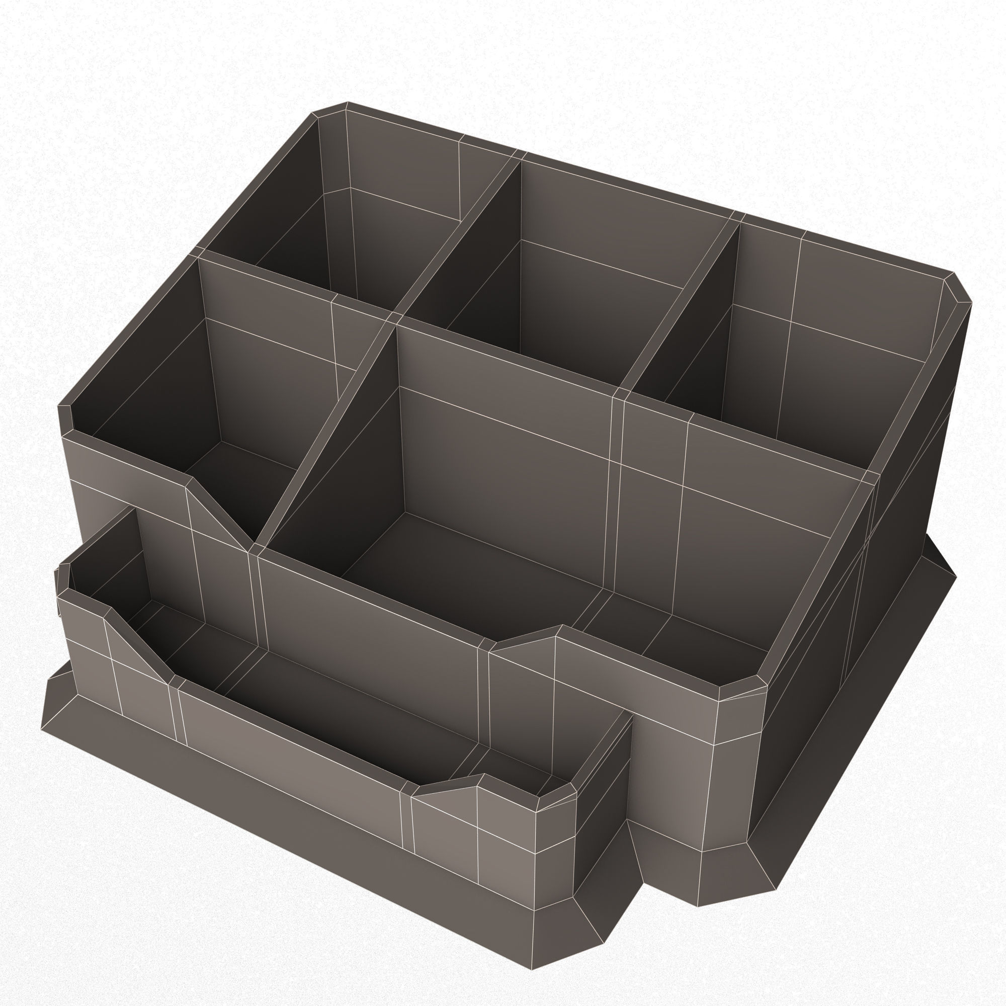 Acrylic Desk Pen Organizer Low-poly 3D model_10