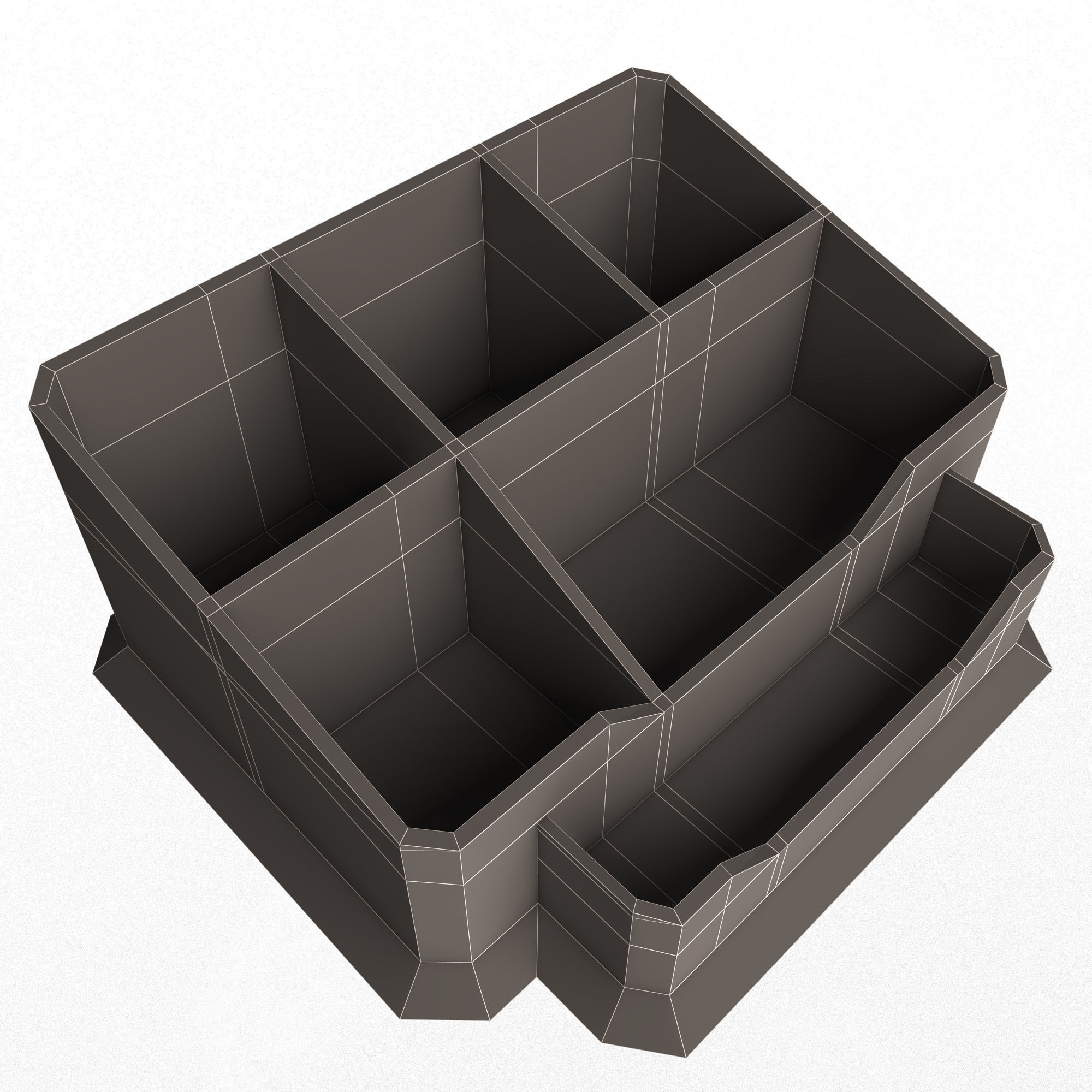 Acrylic Desk Pen Organizer Low-poly 3D model_7